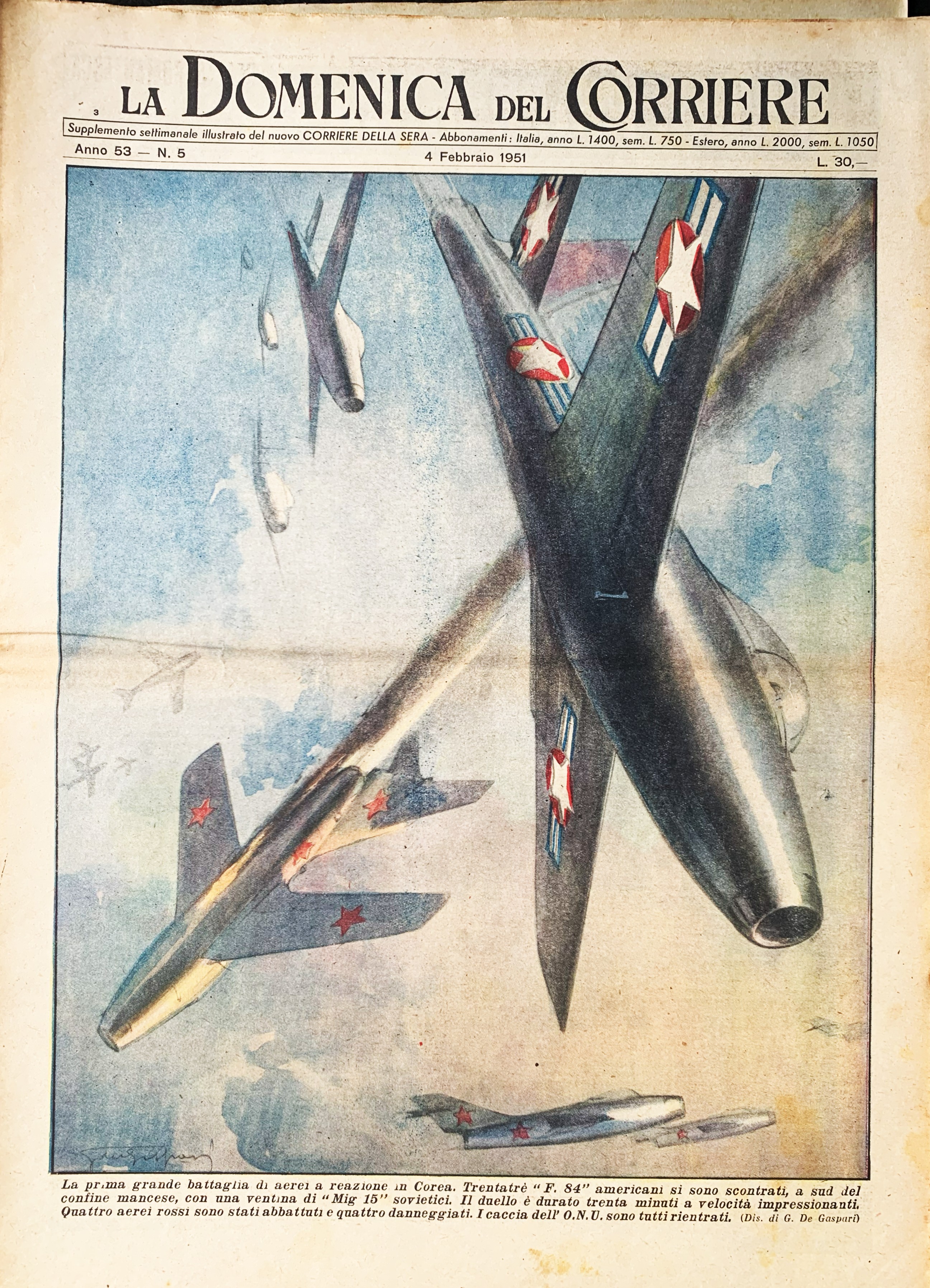 La Domenica del Corriere- Battaglia in Corea in copertina di …