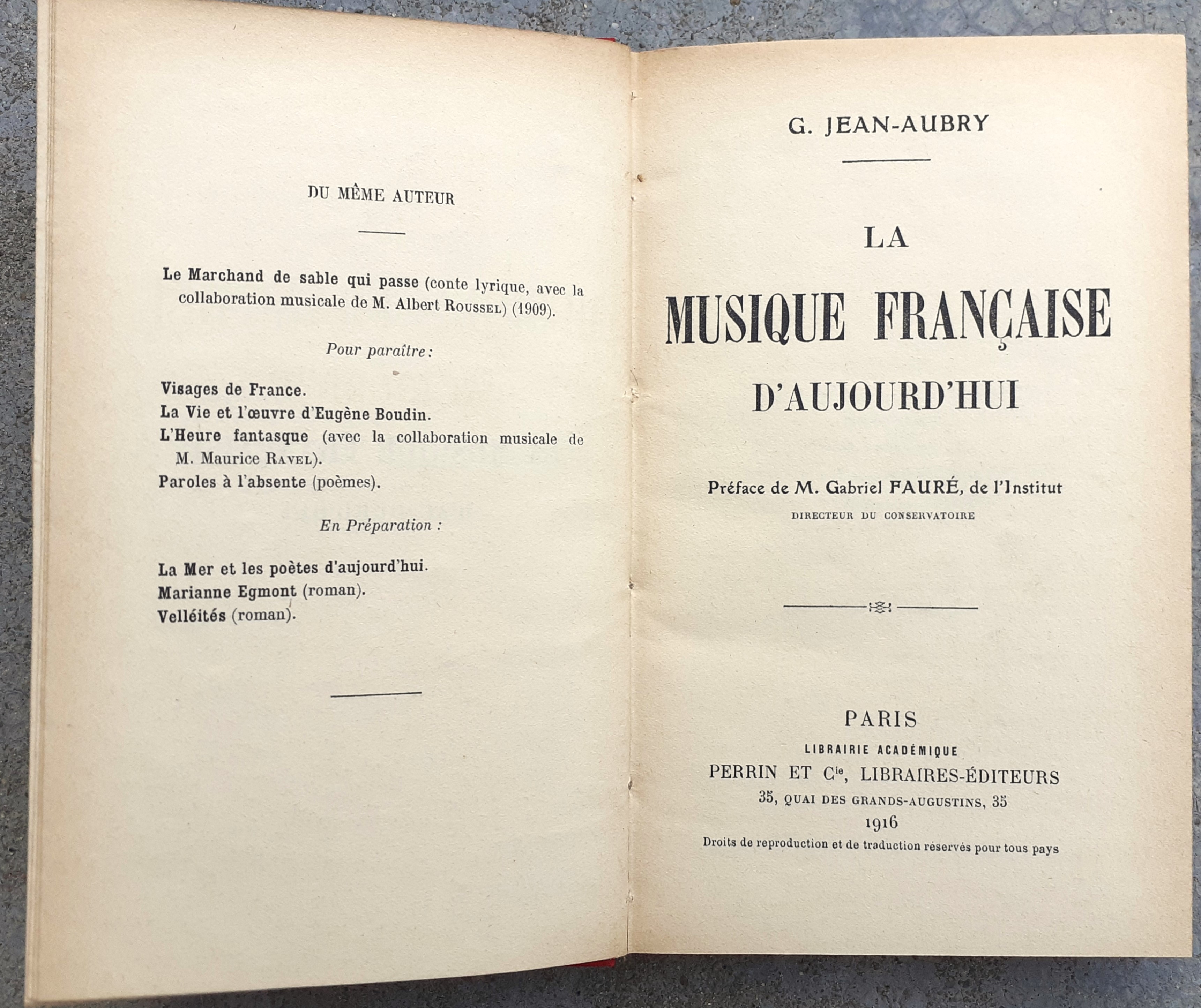La Musique Francaise d'aujourd'hui Paris Perrin 1916
