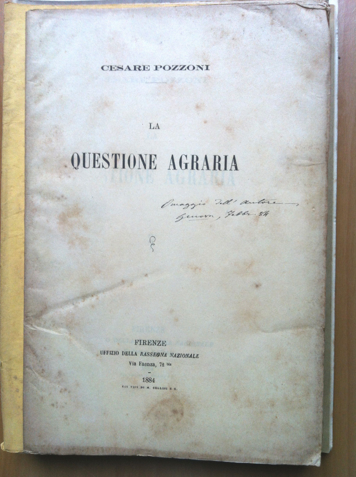 La questione agraria Cesare Pozzoni Firenze 1884 - E14395