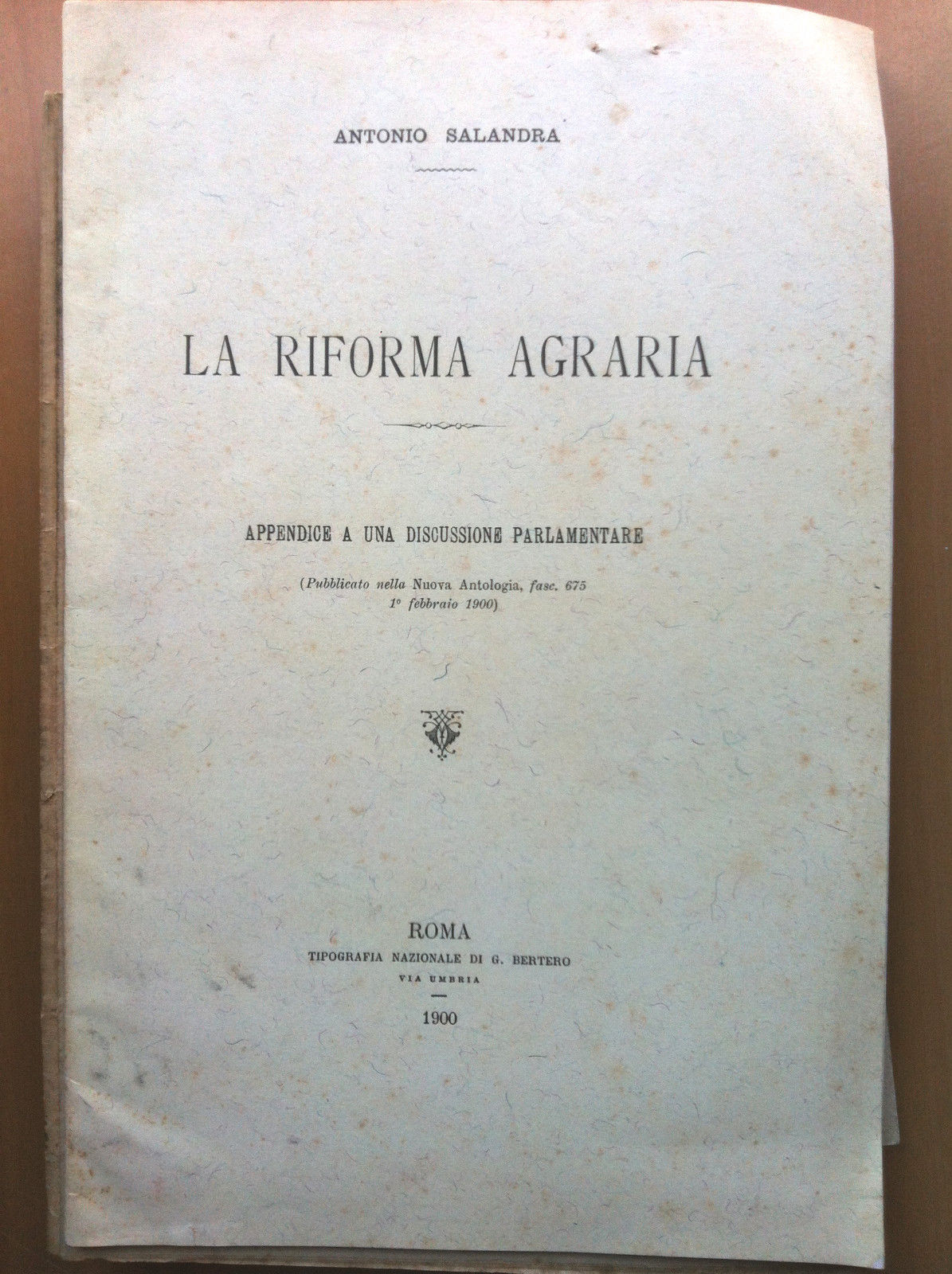 La riforma agraria Antonio Salandra Roma 1900 - E14053