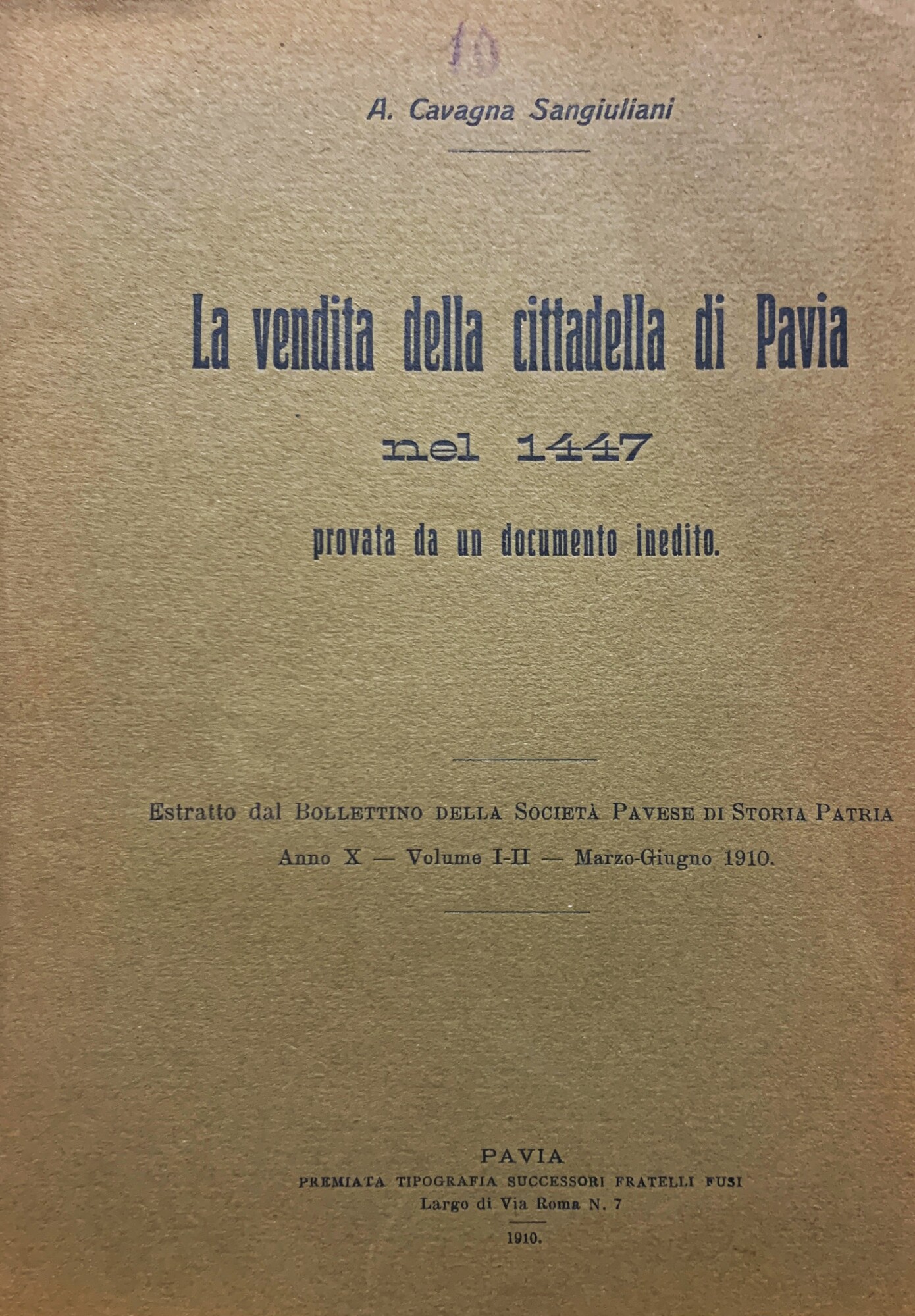 La vendita della cittadella di Pavia nel 1447 provata da …
