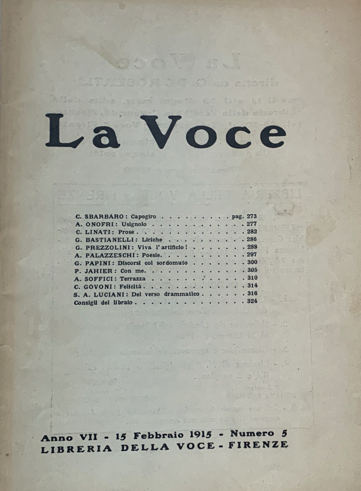 La Voce (Anno VII - 15 Febbraio 1915 - Numero …