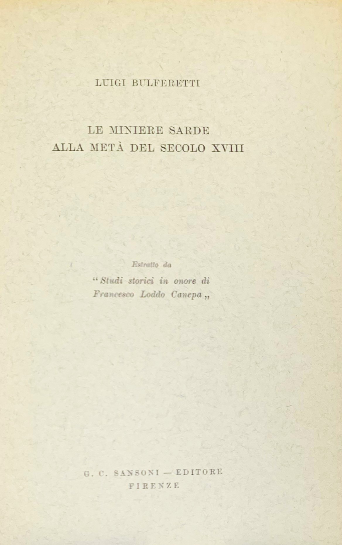 Le miniere sarde alla metà del secolo XVIII