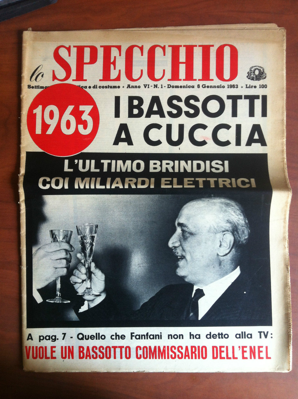 lo Specchio Anno VI n^ 1 Dom. 6 Gennaio 1963 …
