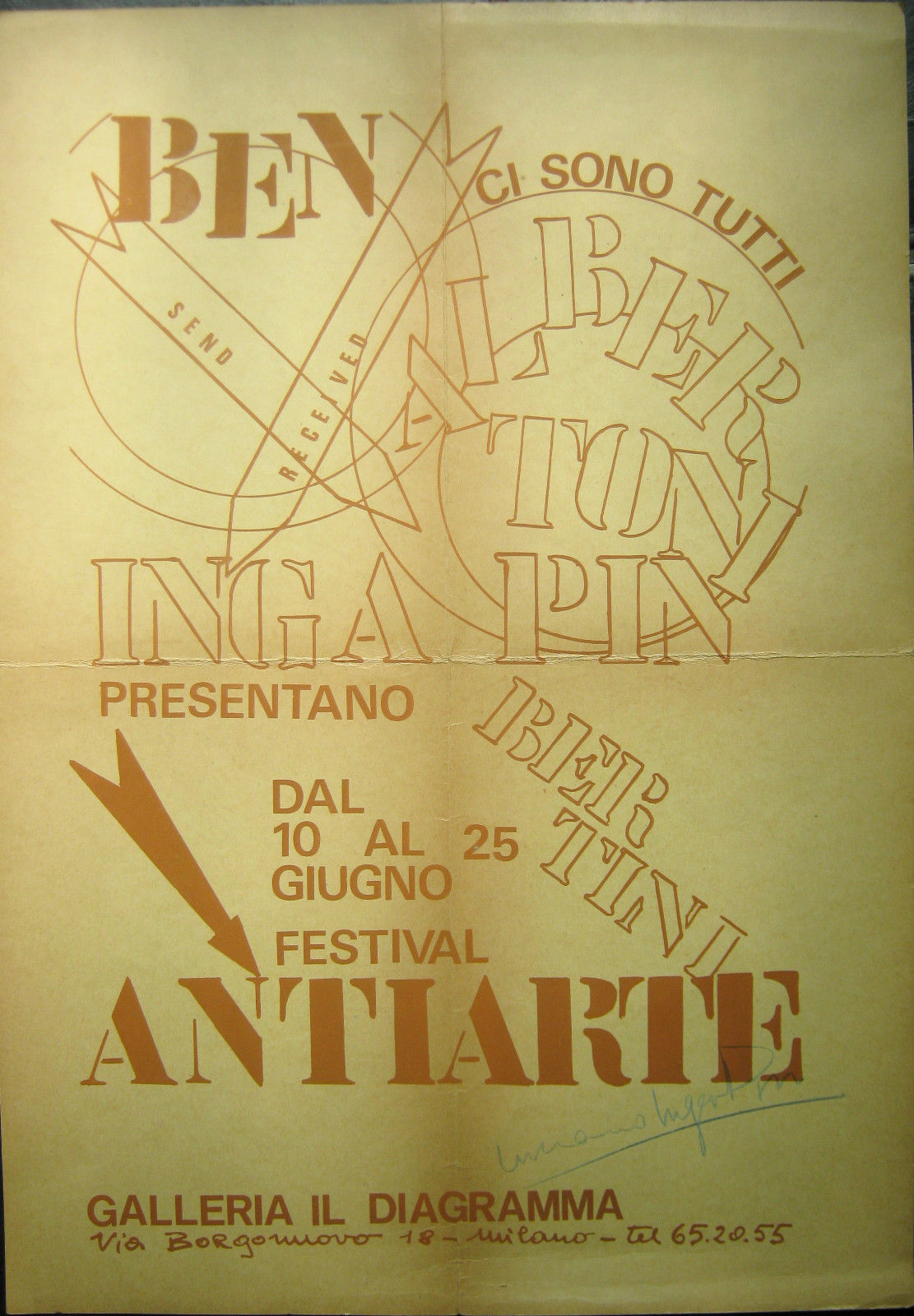 Locandina d'arte festival Antiarte Inga Pin anni '60