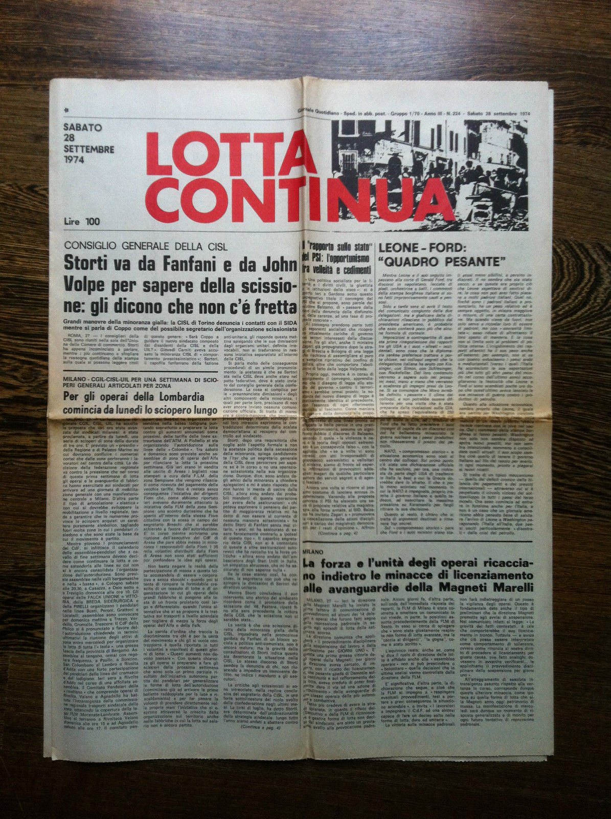 Lotta Continua Anno III n^ 224 Sabato 28 Settembre1974 - …