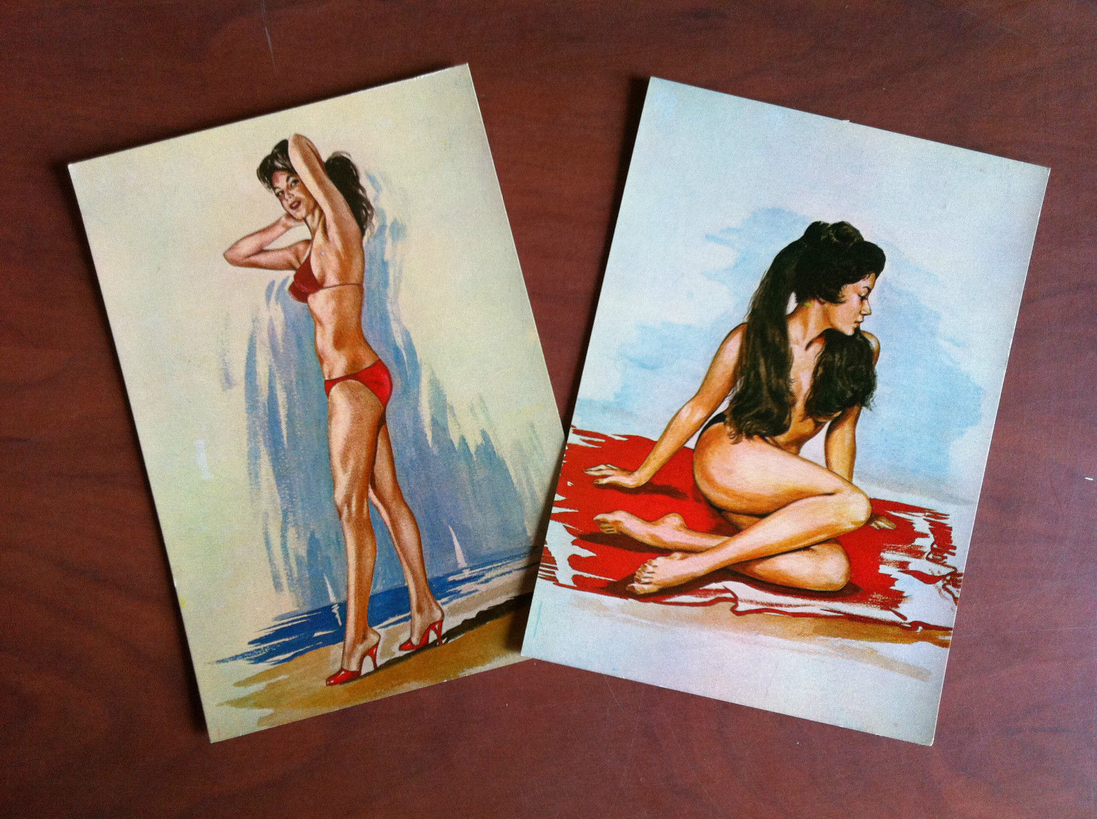 Lotto cartoline illustrate anni '50 Ragazze Pin Up 2 pezzi …