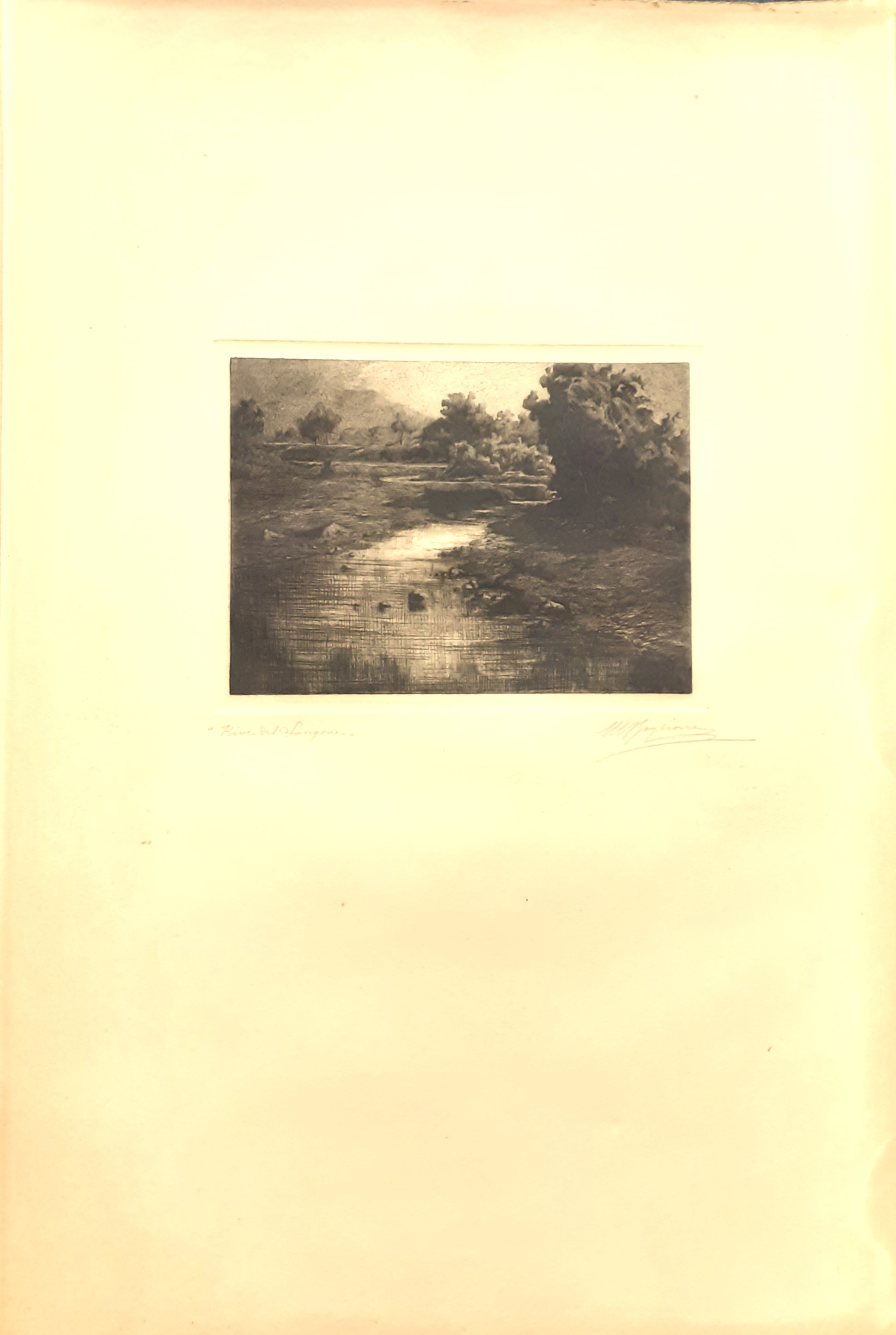 Marcello Boglione acquaforte-acquatinta " Rive del Sangone " 1912