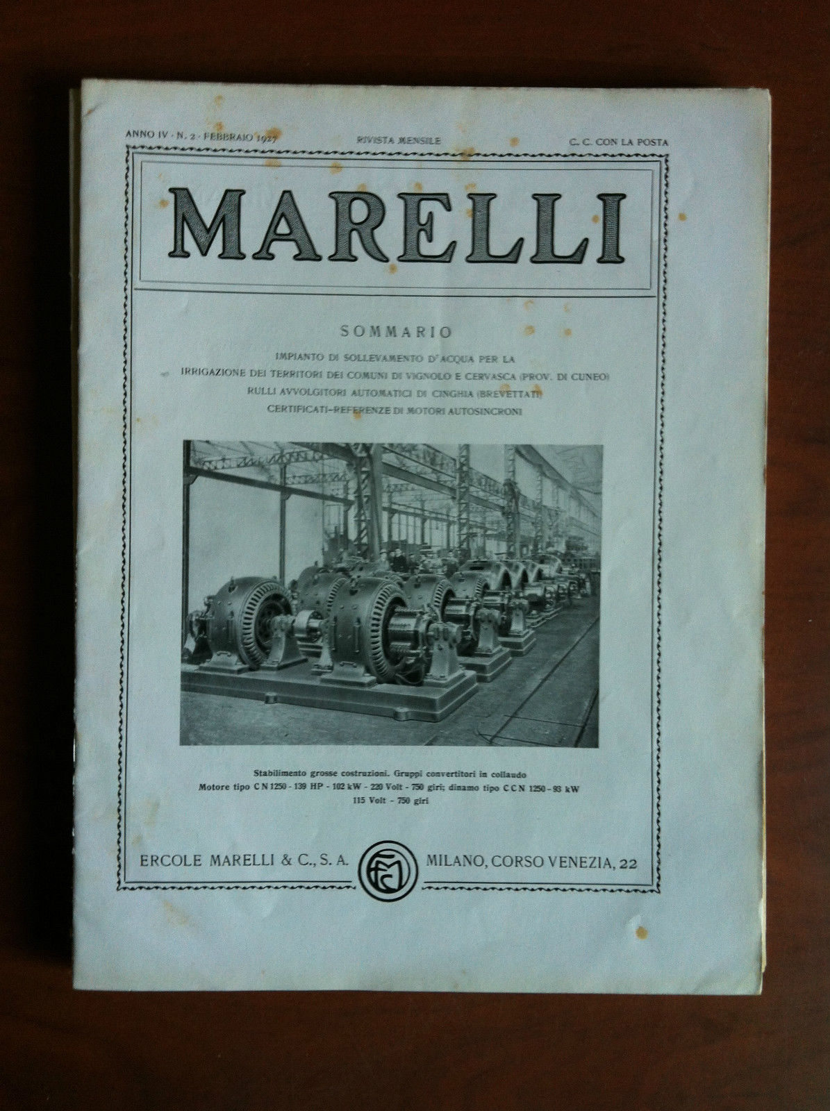marelli Anno IV n^ 2 Febbraio 1927 - E10139