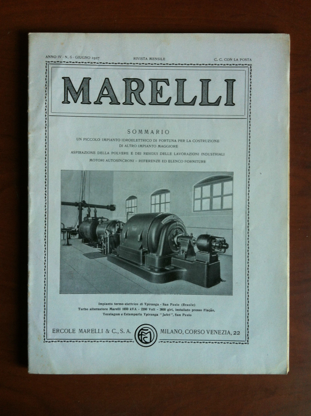 Marelli Anno IV n^ 6 Giugno 1927 - E10144