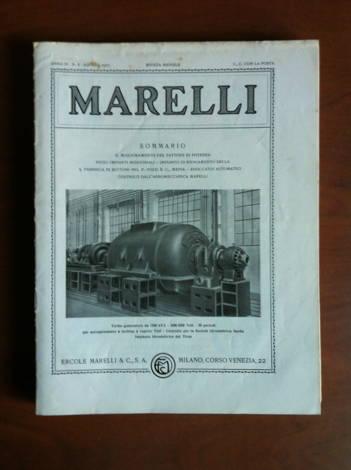 marelli Anno IV n^ 8 Agosto 1927 - E10135