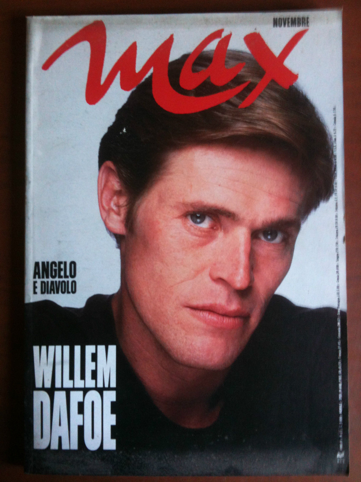 MAX mensile Novembre 1988 copertina Willem Dafoe