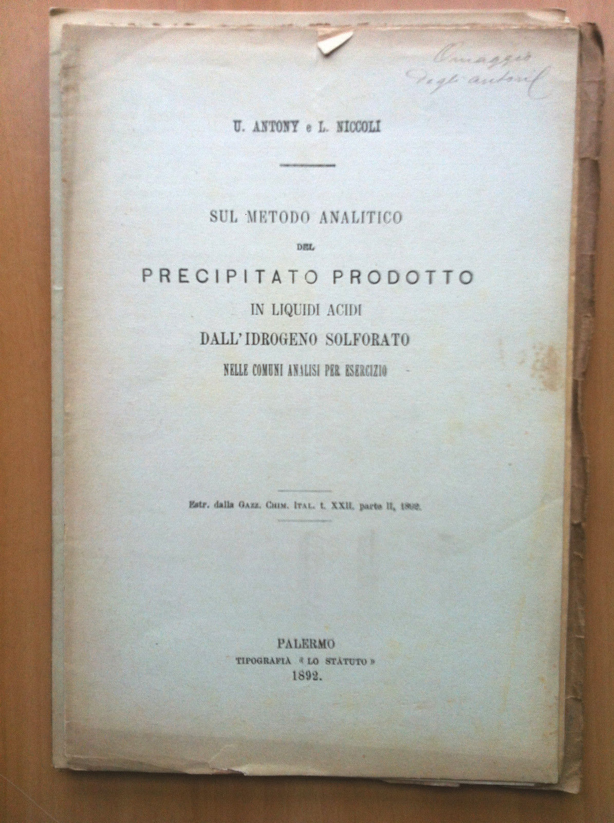 Metodo analitico precipitato prodotto liquidi acidi Idrogeno solforato - E14586