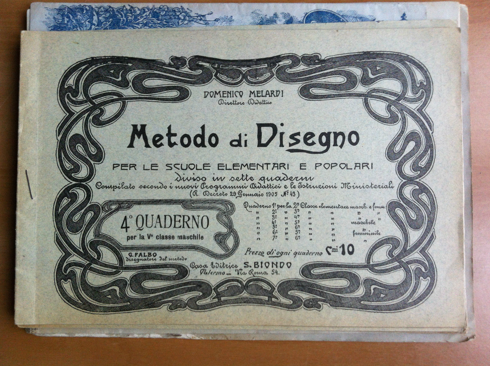 Metodo di Disegno scuole elementari popolari 4^ quaderno inizi '900 …