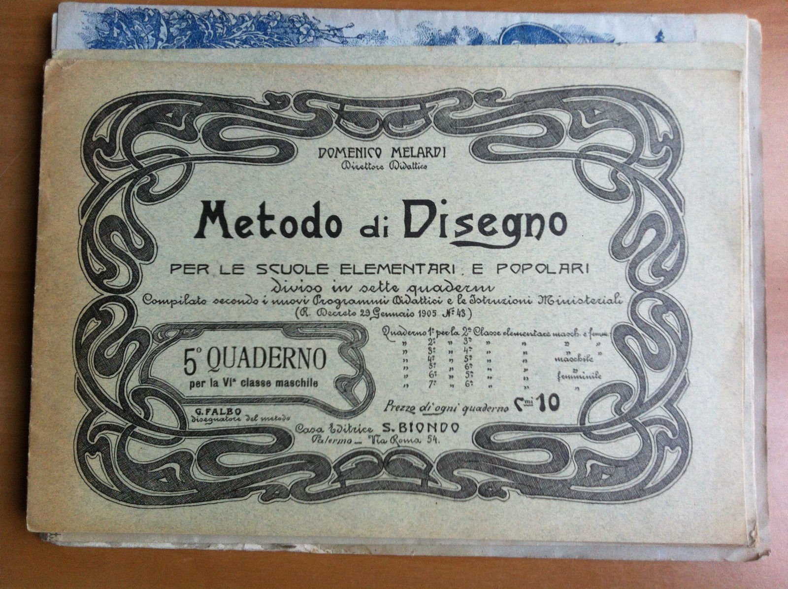 Metodo di Disegno scuole elementari popolari 5^ quaderno inizi '900 …