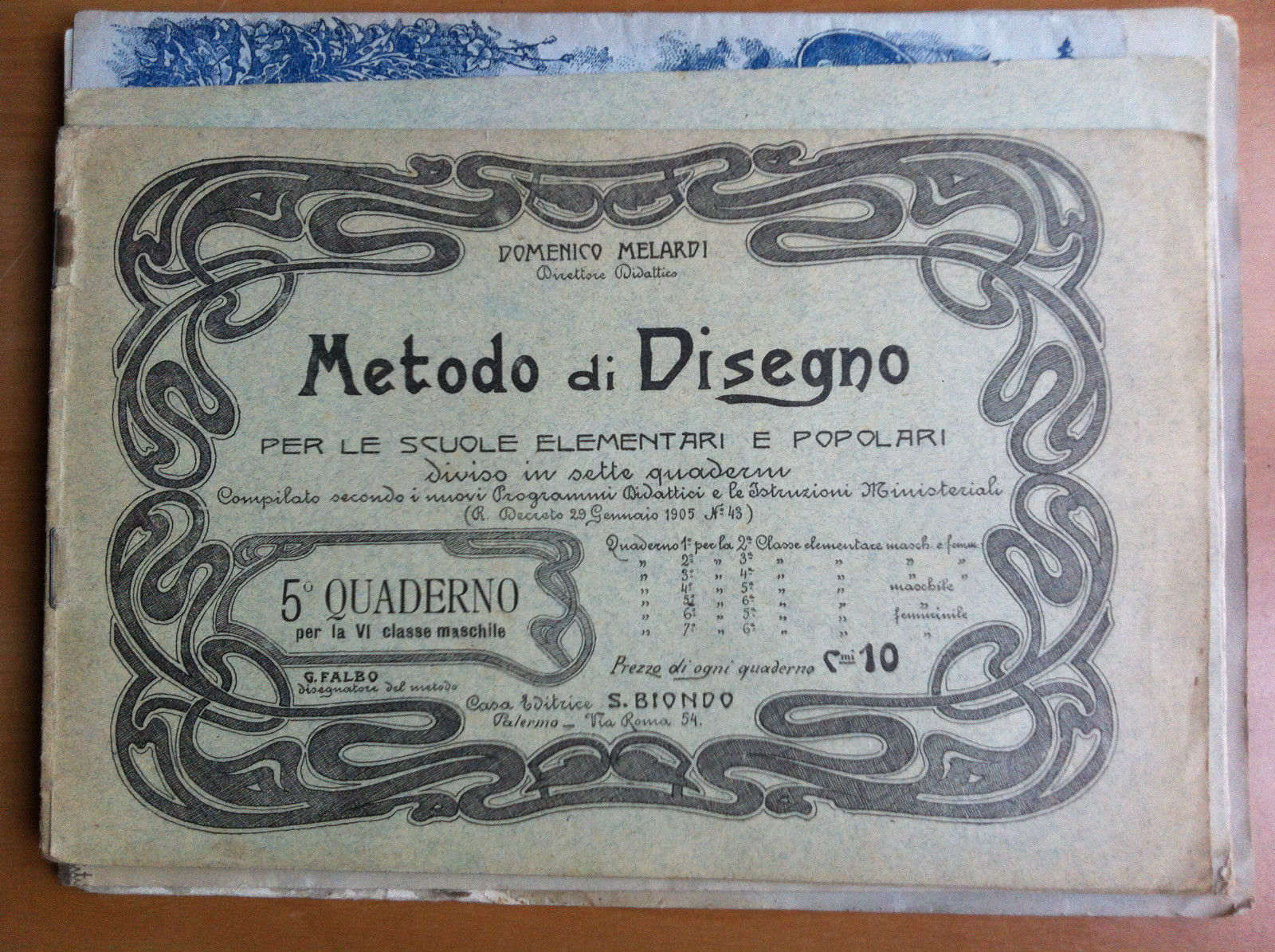 Metodo di Disegno scuole elementari popolari 5^ quaderno inizi '900 …