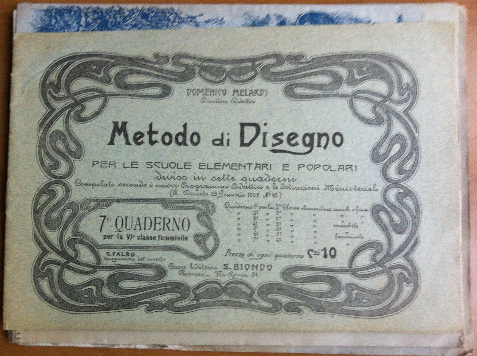 Metodo di Disegno scuole elementari popolari 7^ quaderno inizi '900 …