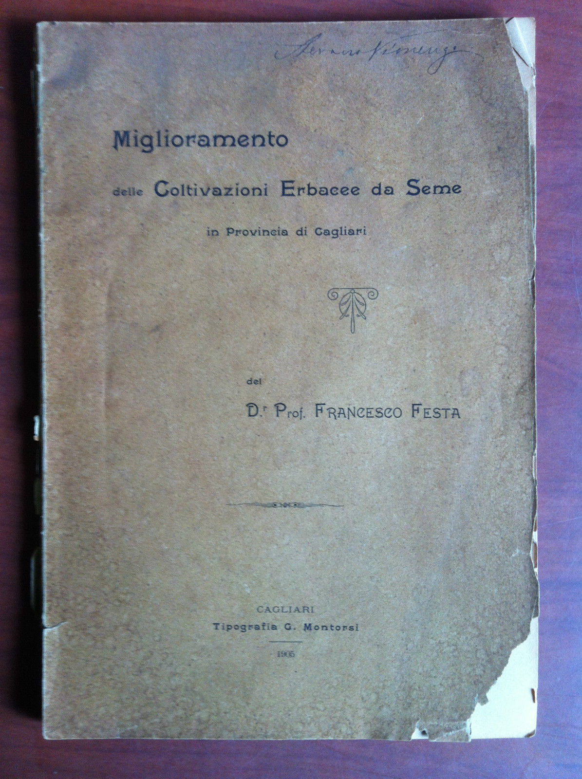Miglioramento delle coltivazioni Erbacee da seme Cagliari Dr Fetsa 1905 …