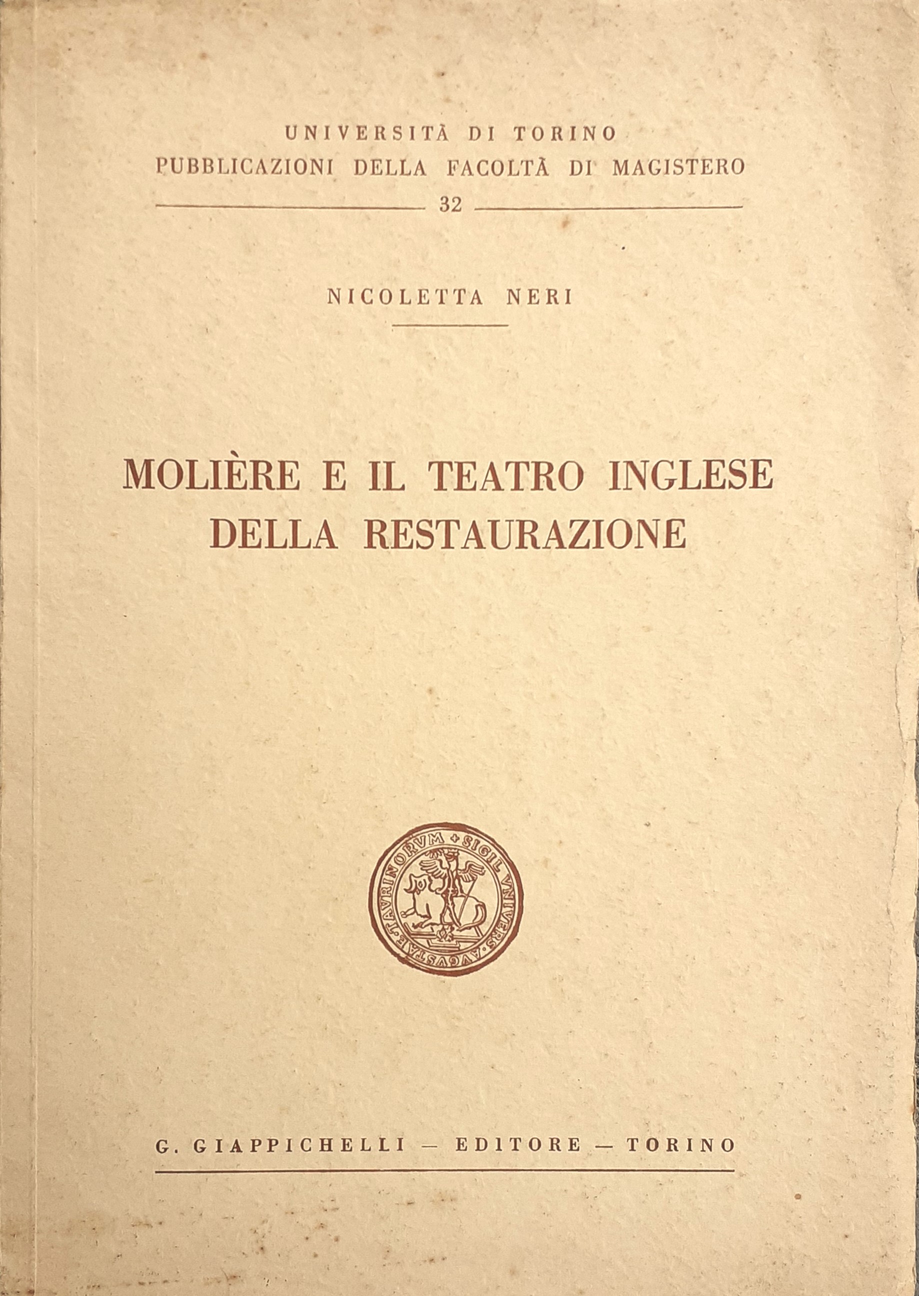 Molière e il teatro inglese della restaurazione Giappichelli Editore Torino …