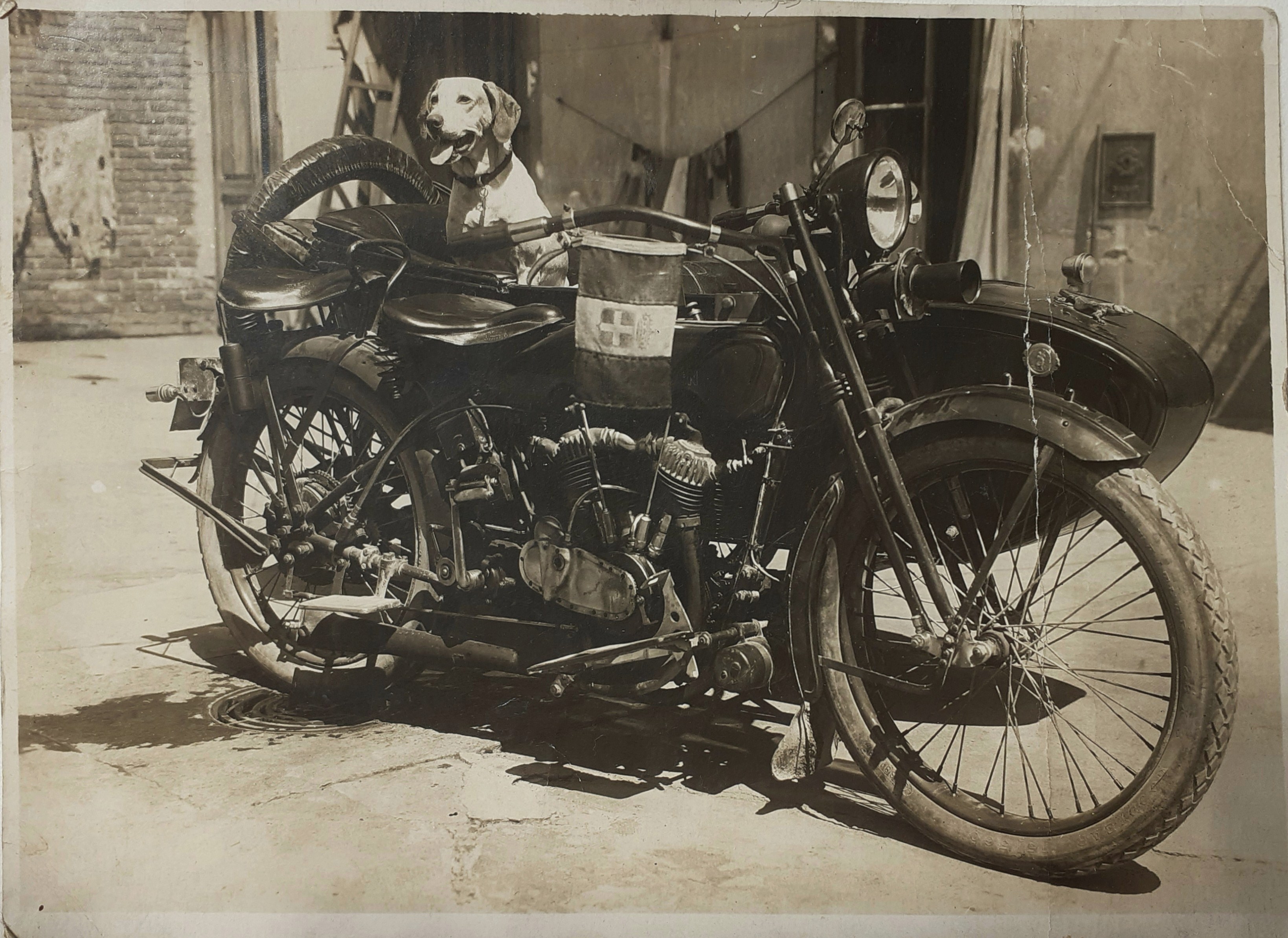 Motocicletta con sidecar IGM Istituto Geografico Militare grande guerra