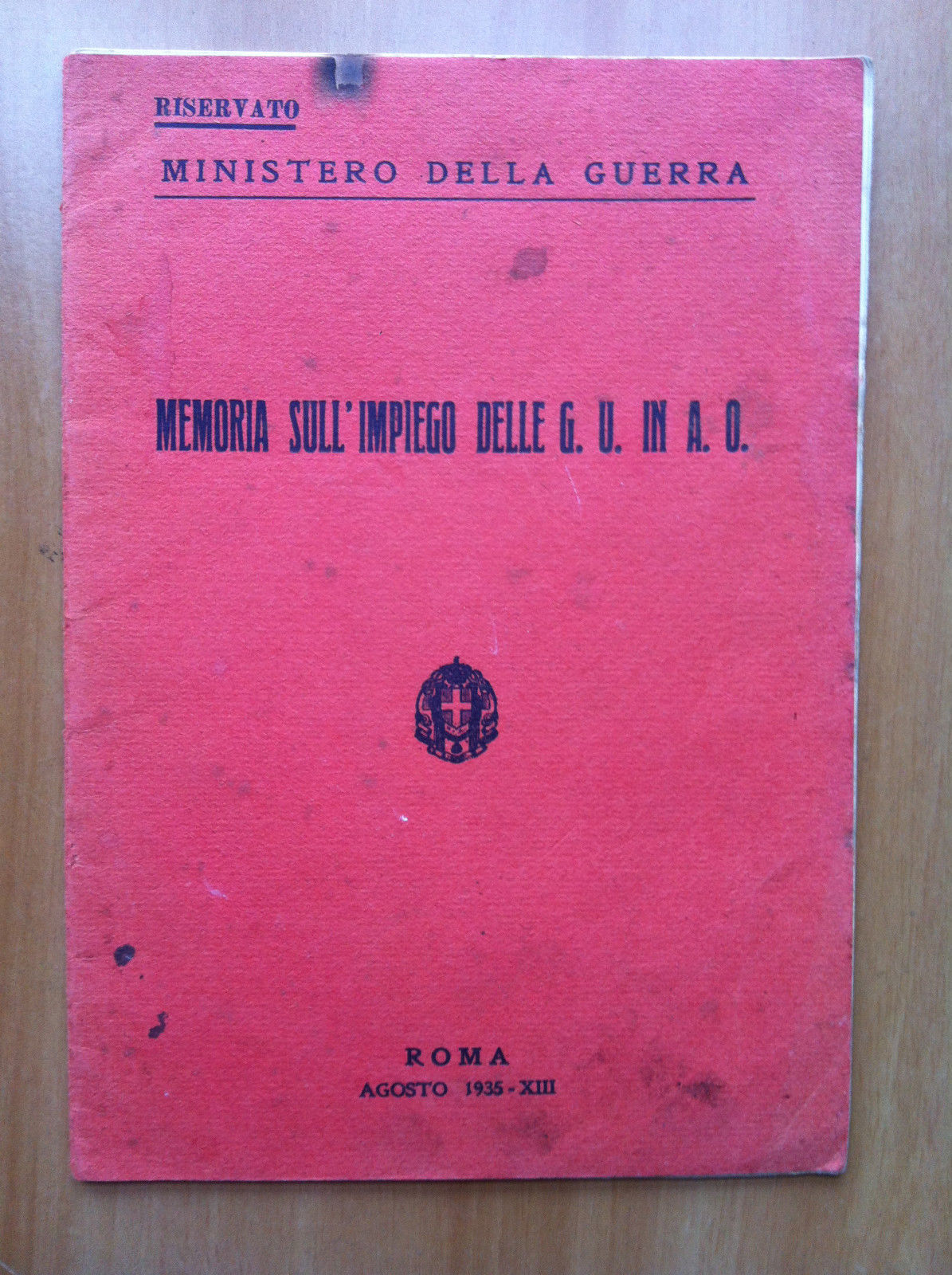 Mussolini Memoria sull'impego delle GU in AO Ministero della Guerra …