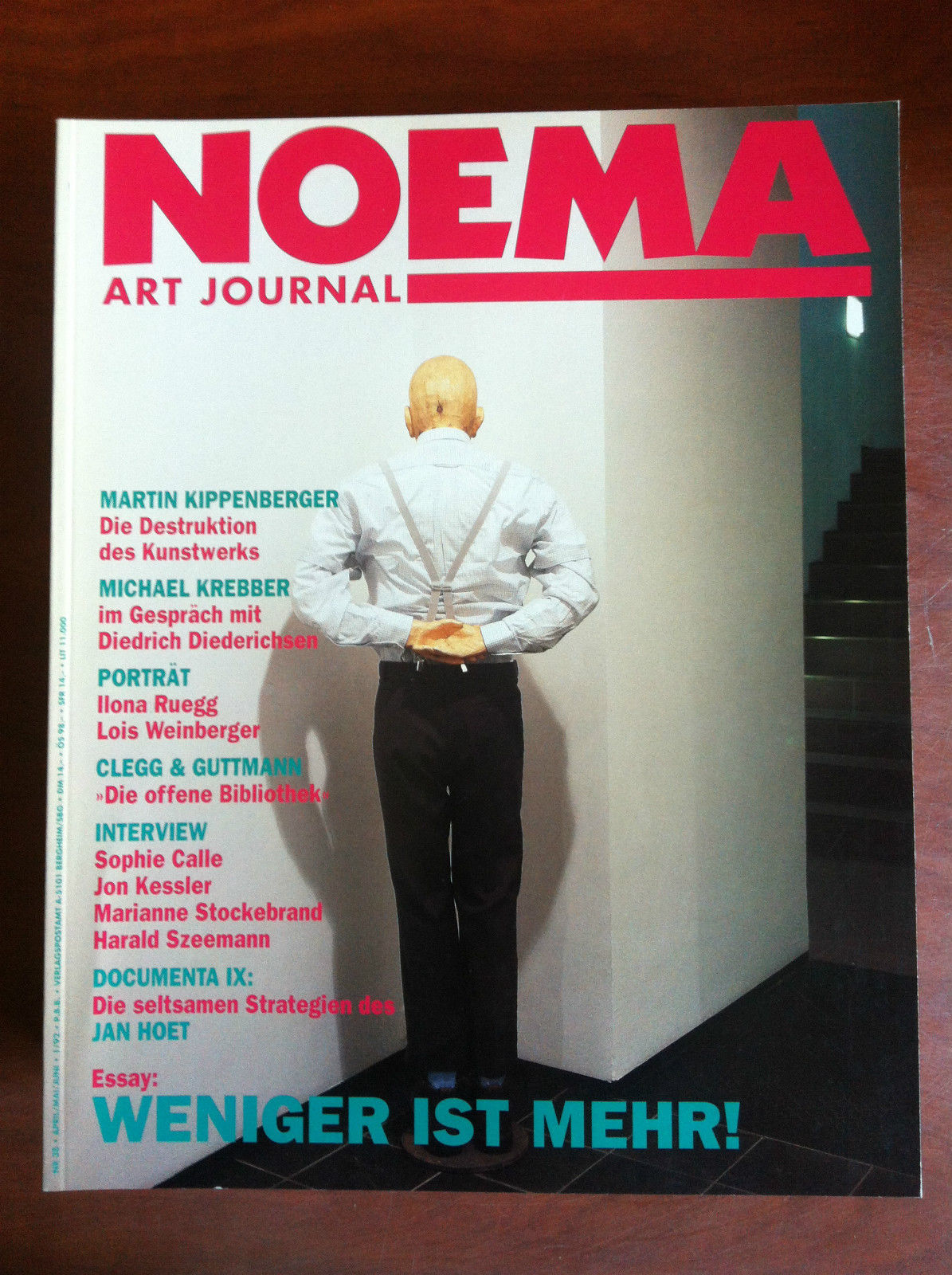 NOEMA Art Journal n^ 38 April/Mai/Juni 1/1992 Cover: Martin Kippenberger