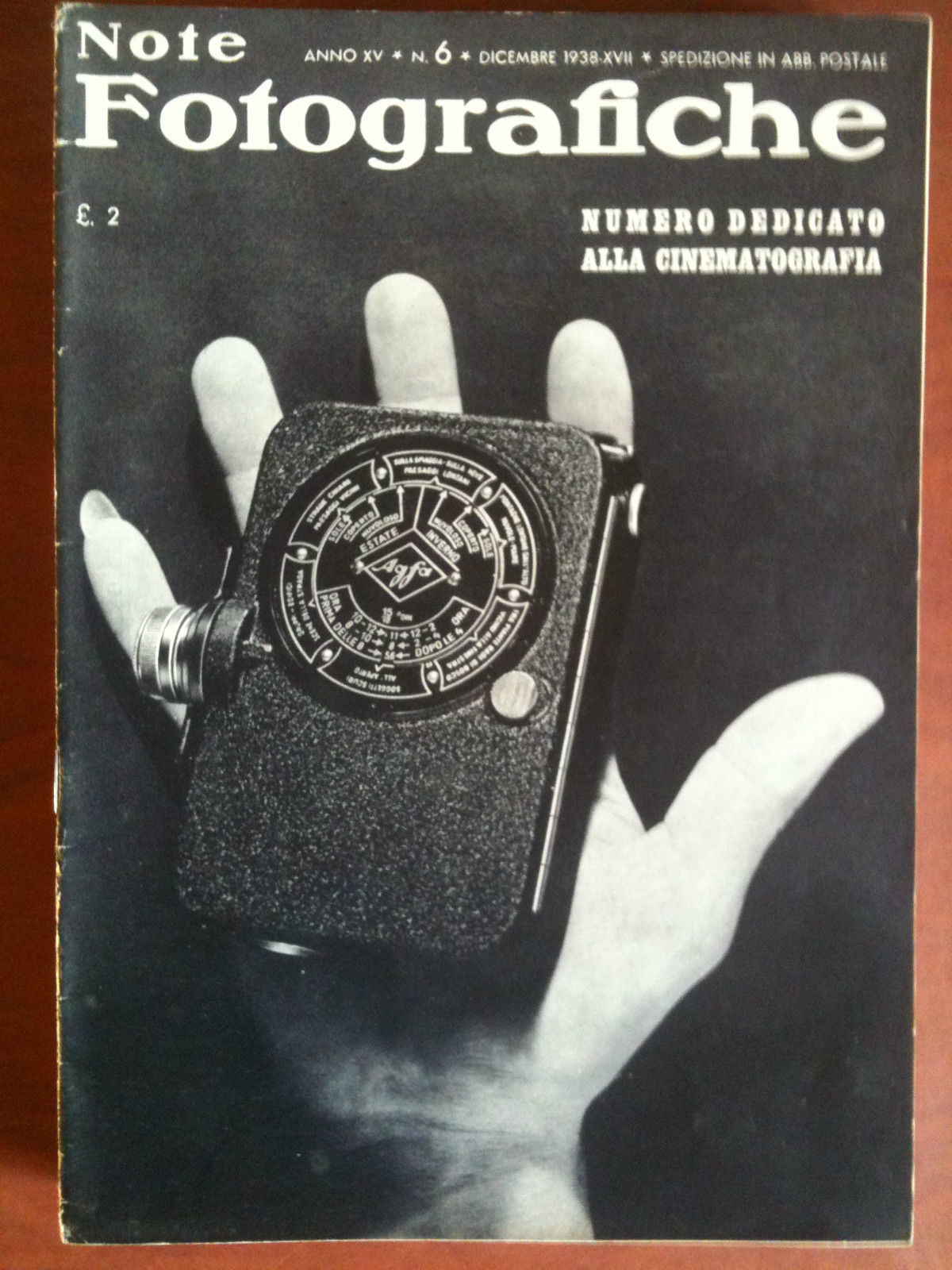 Note Fotografiche Anno XV n^ 6 Dicembre 1938 Cover di …