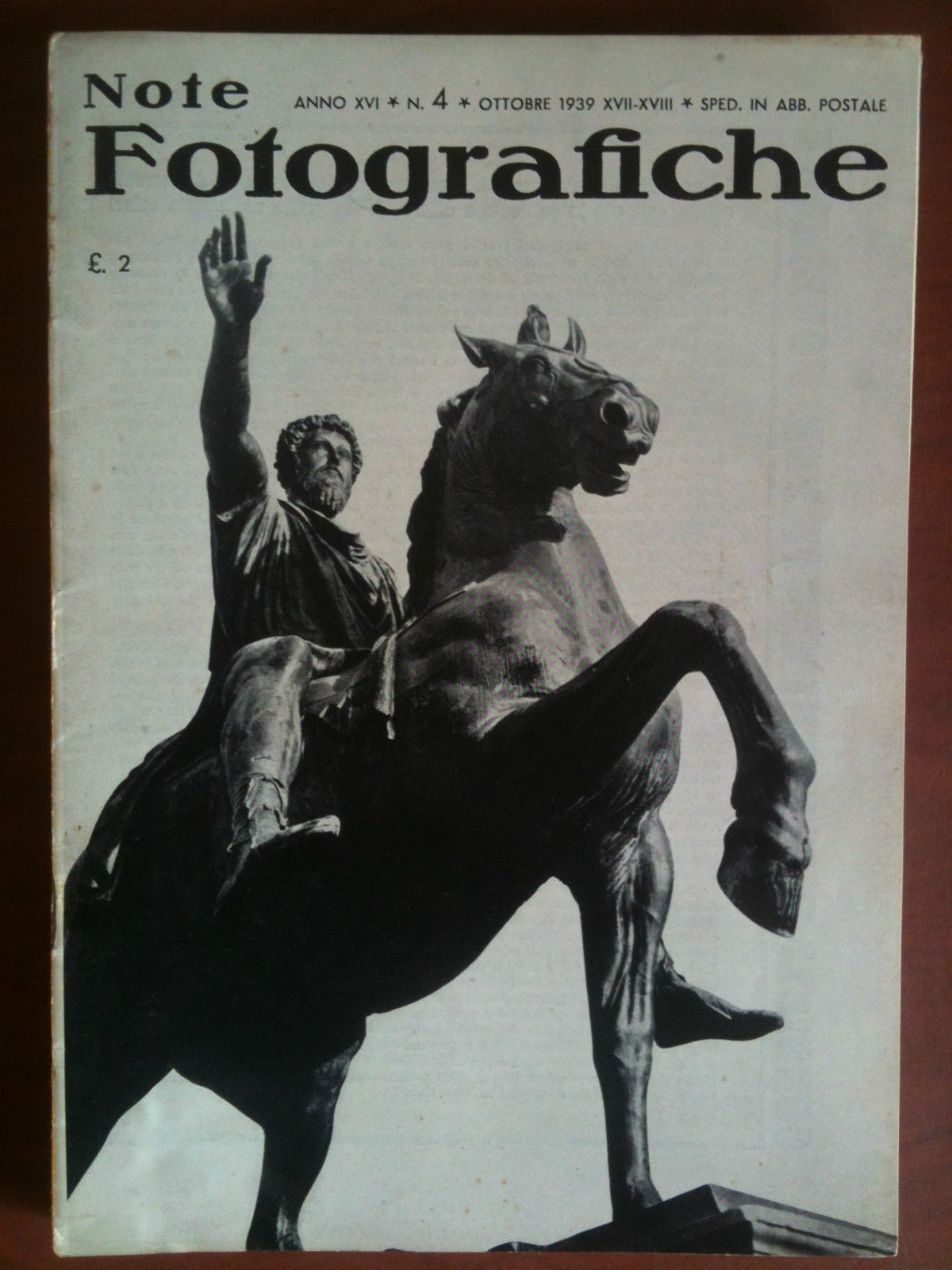 Note Fotografiche Anno XVI n^ 4 Ottobre 1939 Cover del …