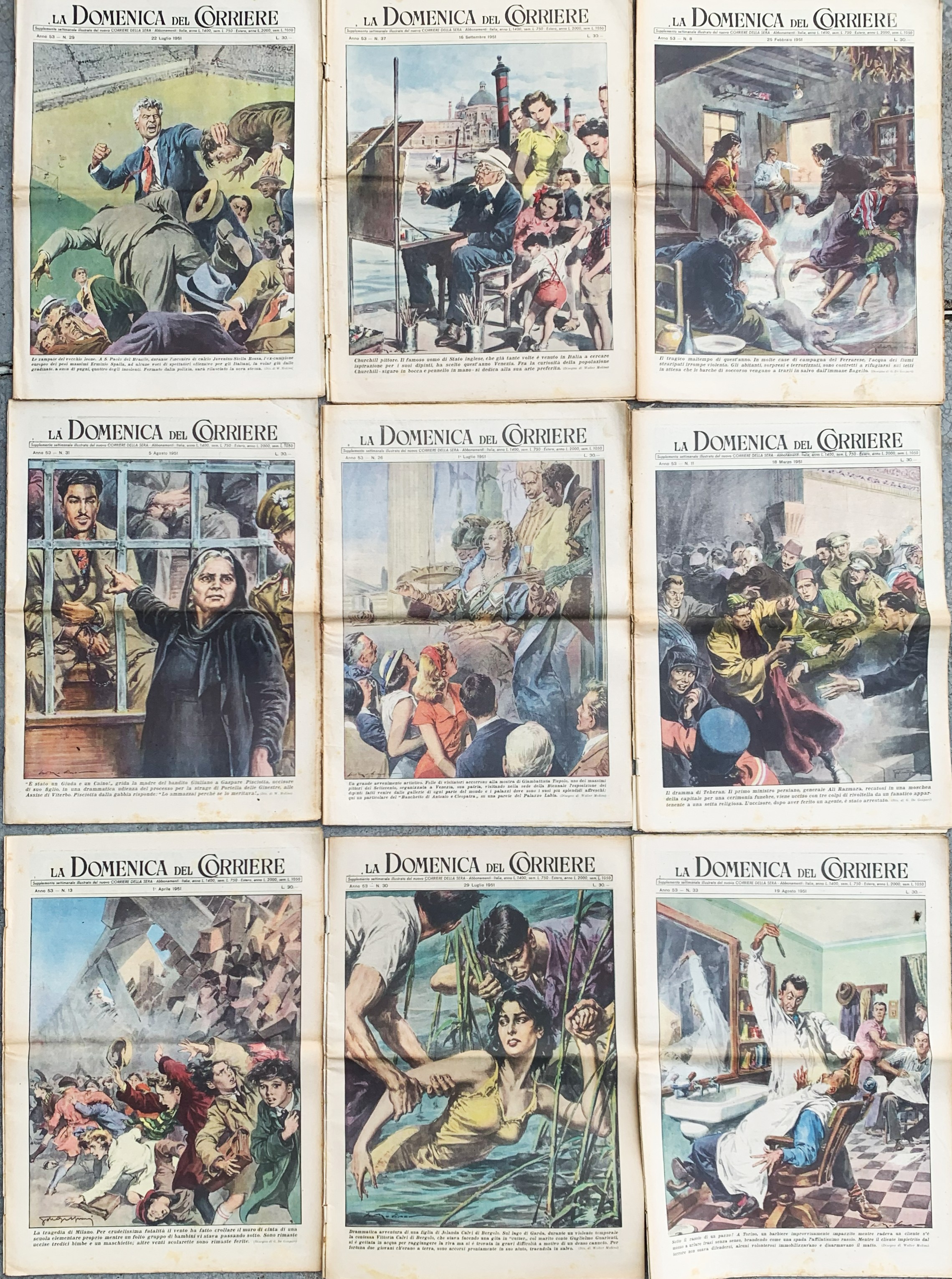 Nove supplementi La Domeniche del Corriere del 1951