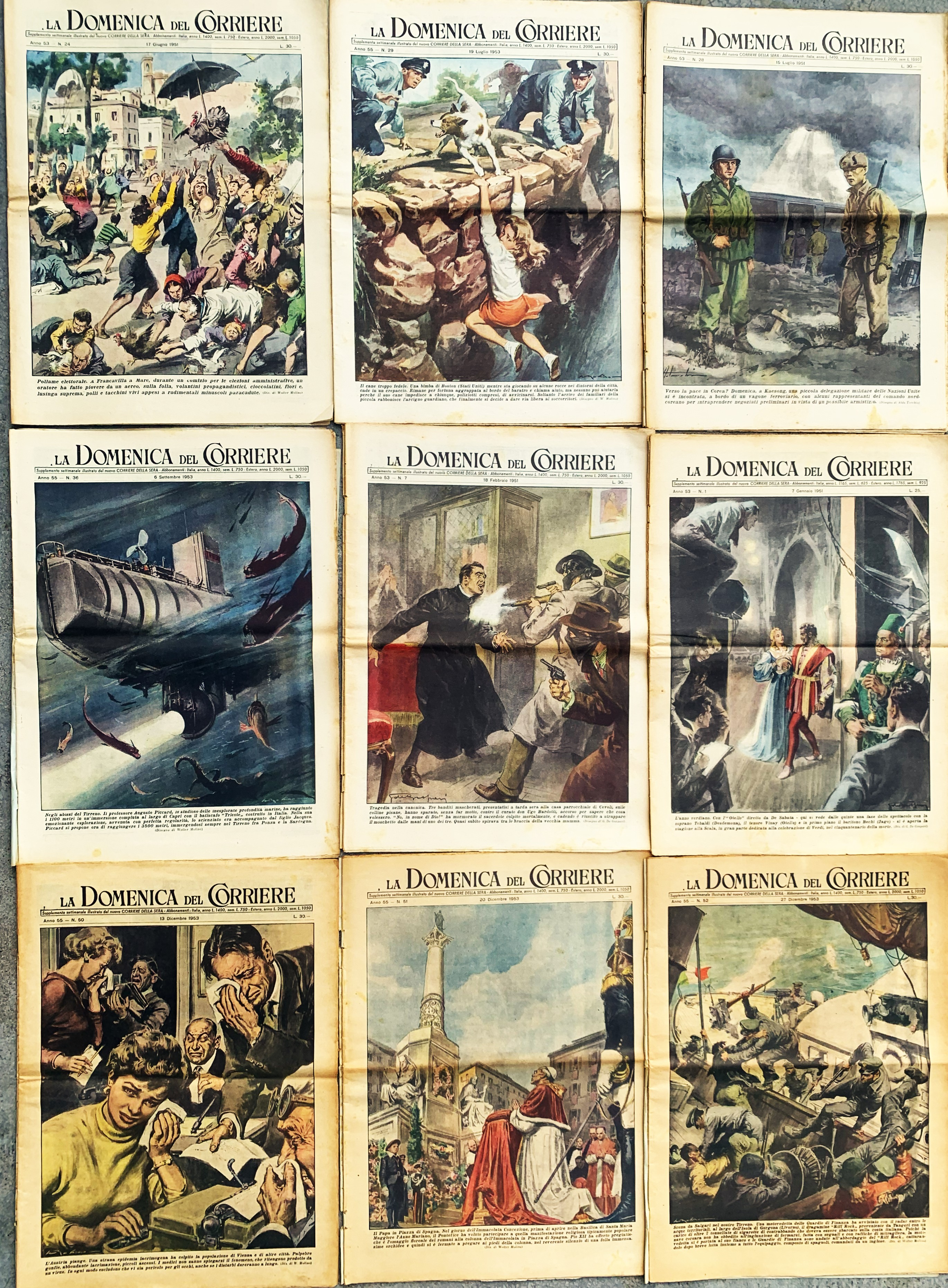 Sei supplementi La Domeniche del Corriere del 1953