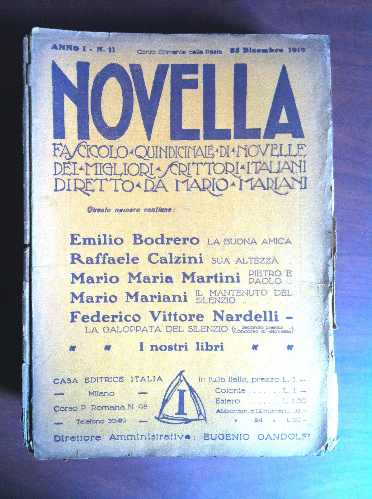 Novella Anno I n^ 11 - 25 Dicembre 1919 Diretto …