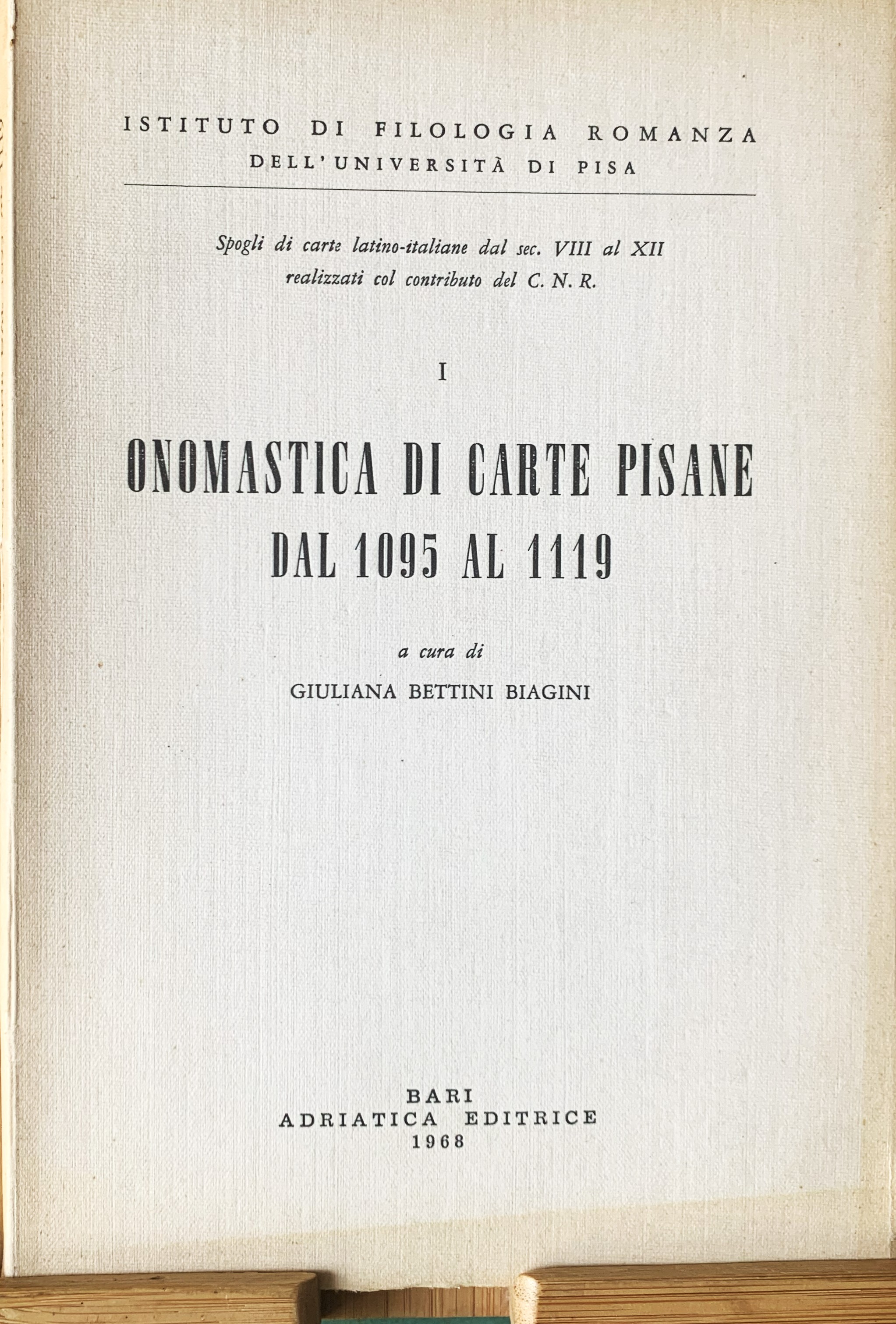 Onomastica di carte pisane dal 1095 al 1119
