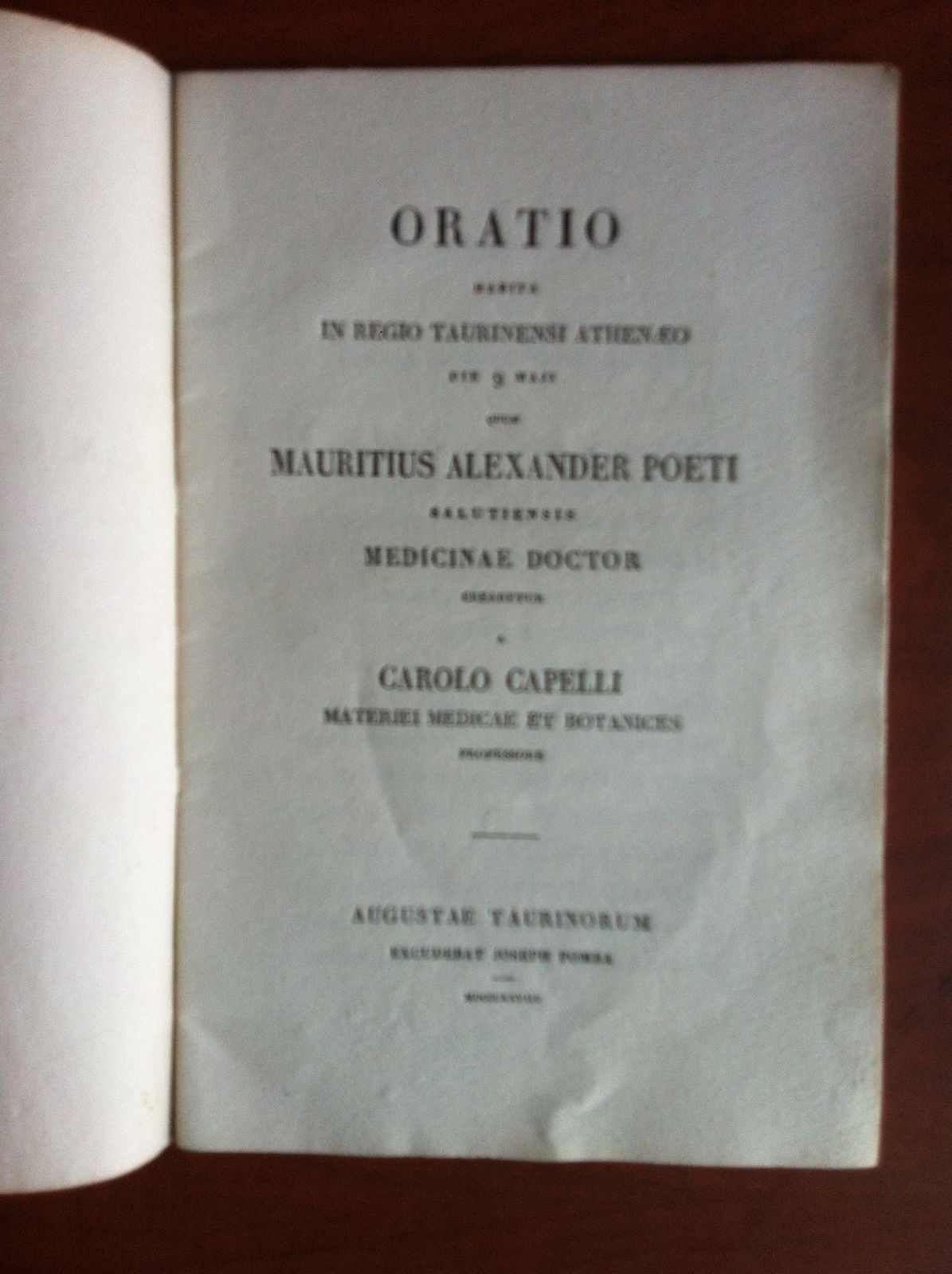 Oratio Materiei Medicae et botanices Augusta Taurinorum 1828 - E14482