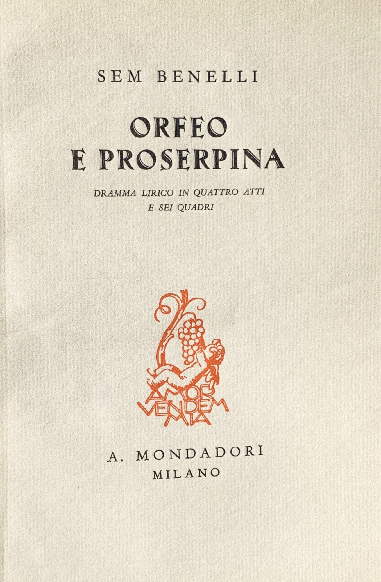 Orfeo e Proserpina. Dramma lirico in quattro atti e sei …