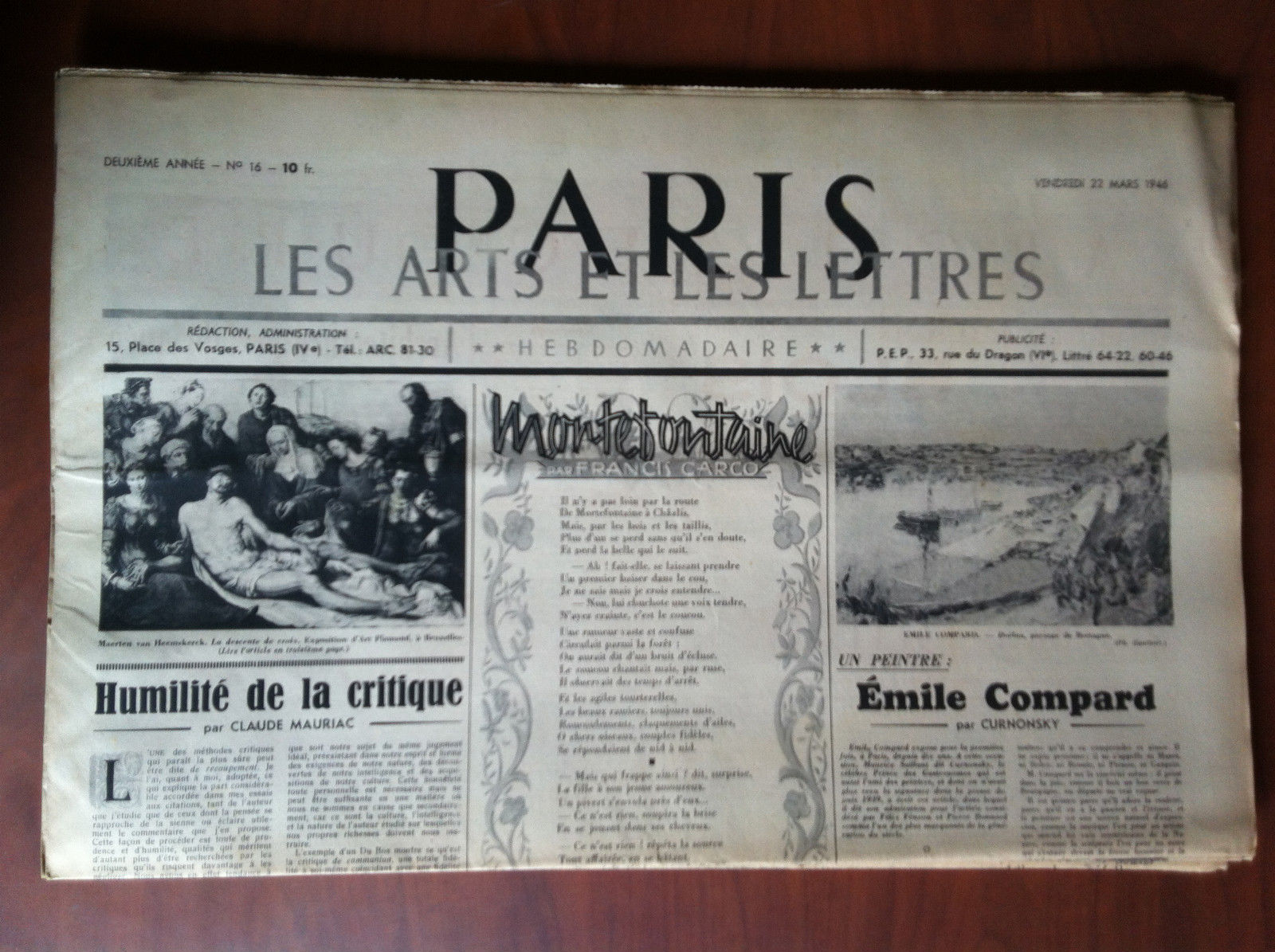 Paris les arts et les lettres 2^ année n^ 16 …