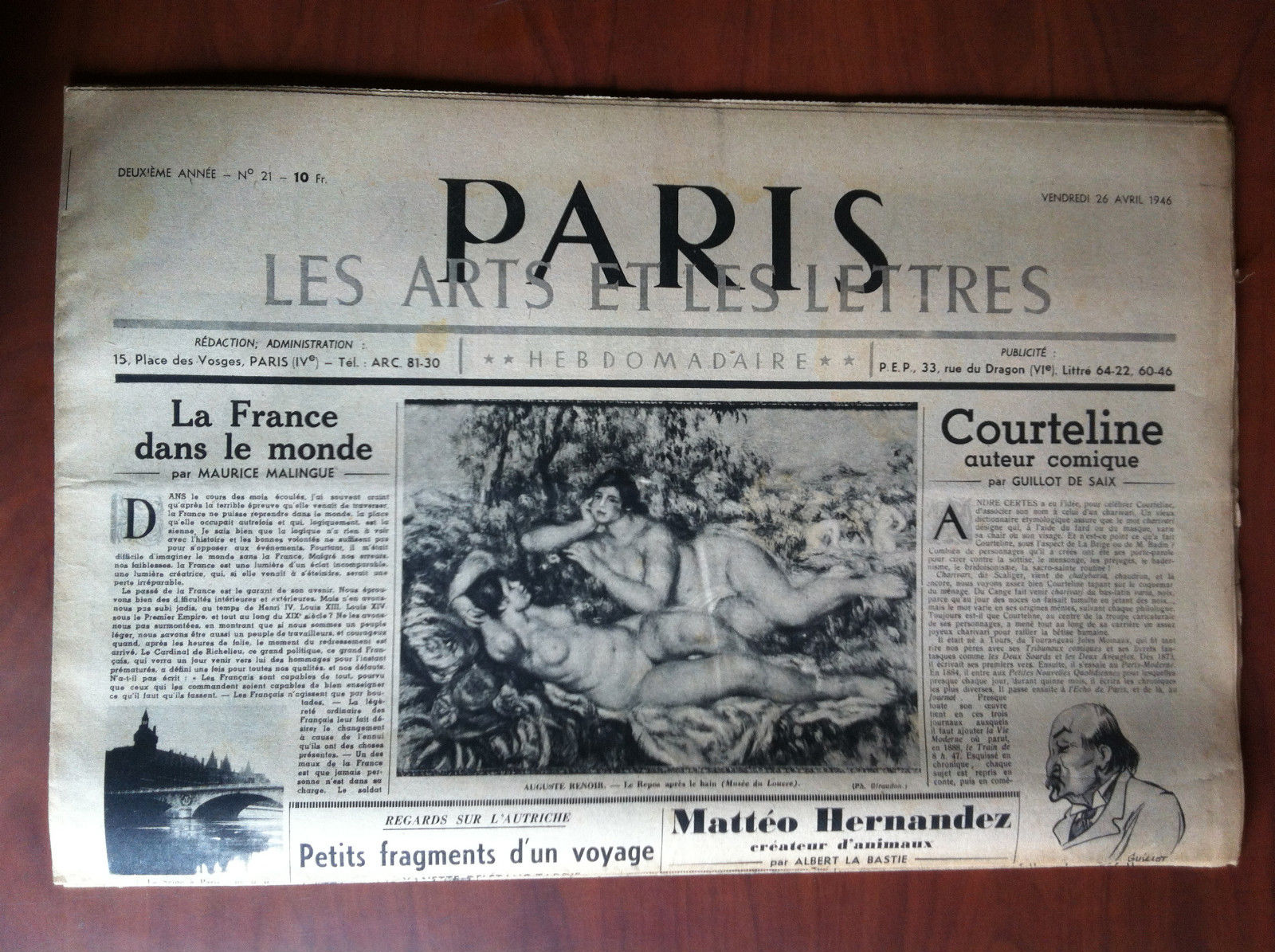 Paris les arts et les lettres 2^ année n^ 21 …