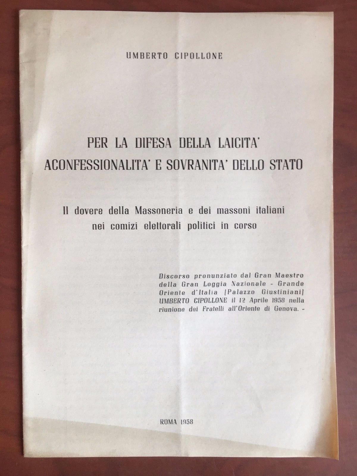 Per difesa laicità aconfessionalità sovranità Stato Umberto Cipollone - E22574