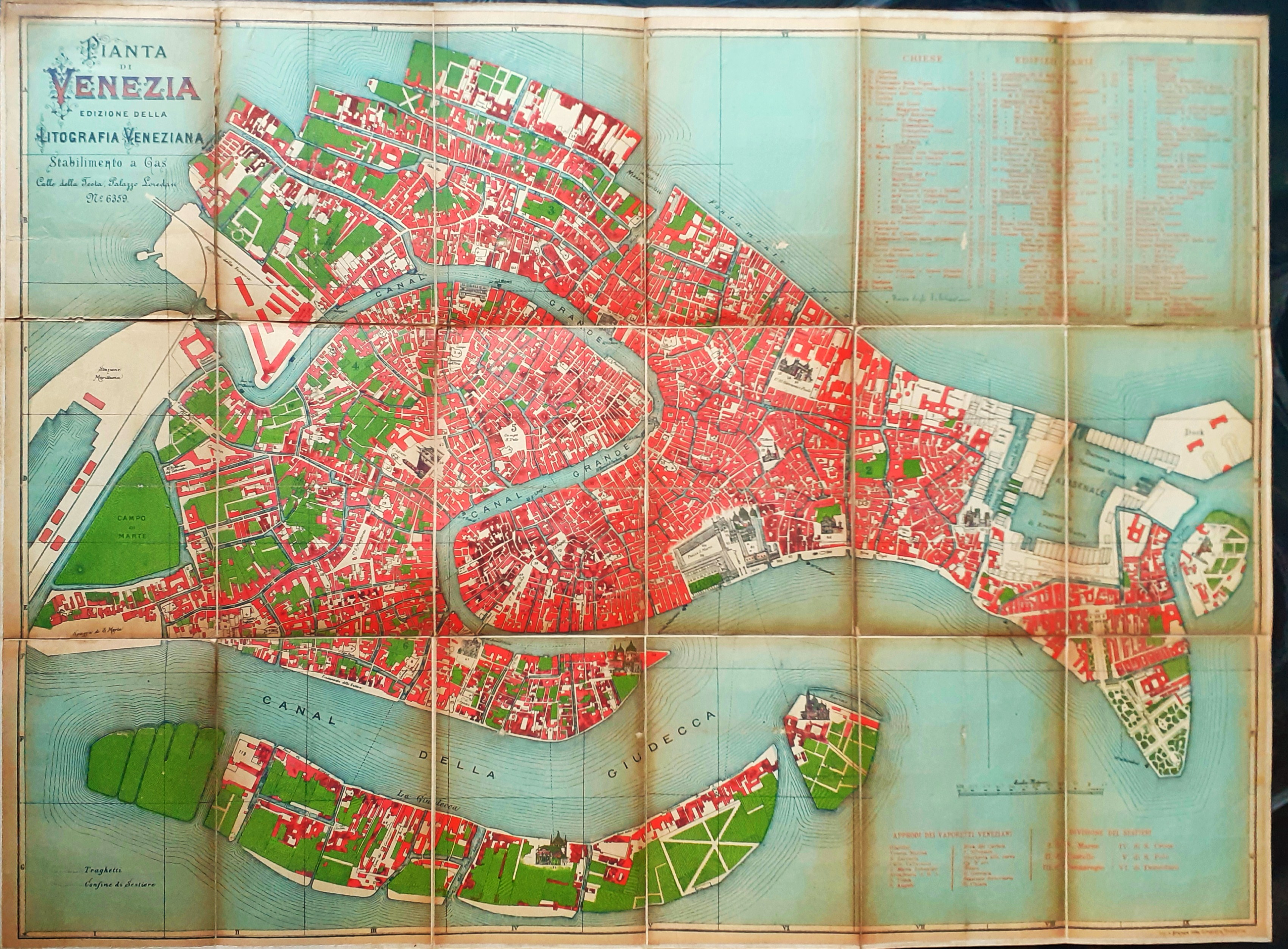 Pianta di Venezia edizione della Litografia Veneziana 1895/6