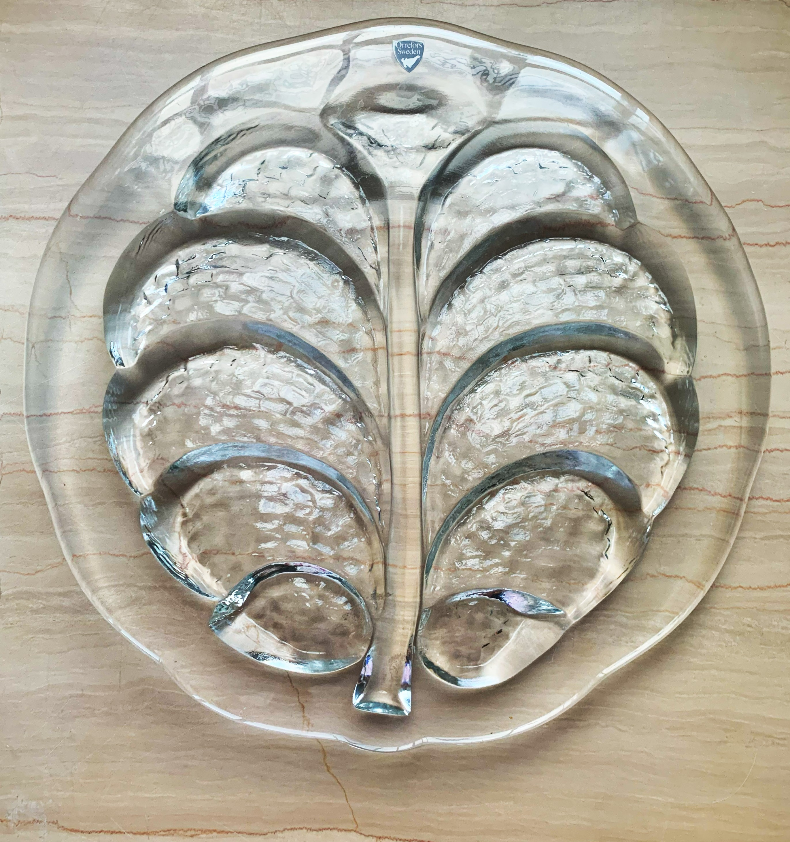 Piatto portaformaggio in cristallo Orrefors anni '70/'80