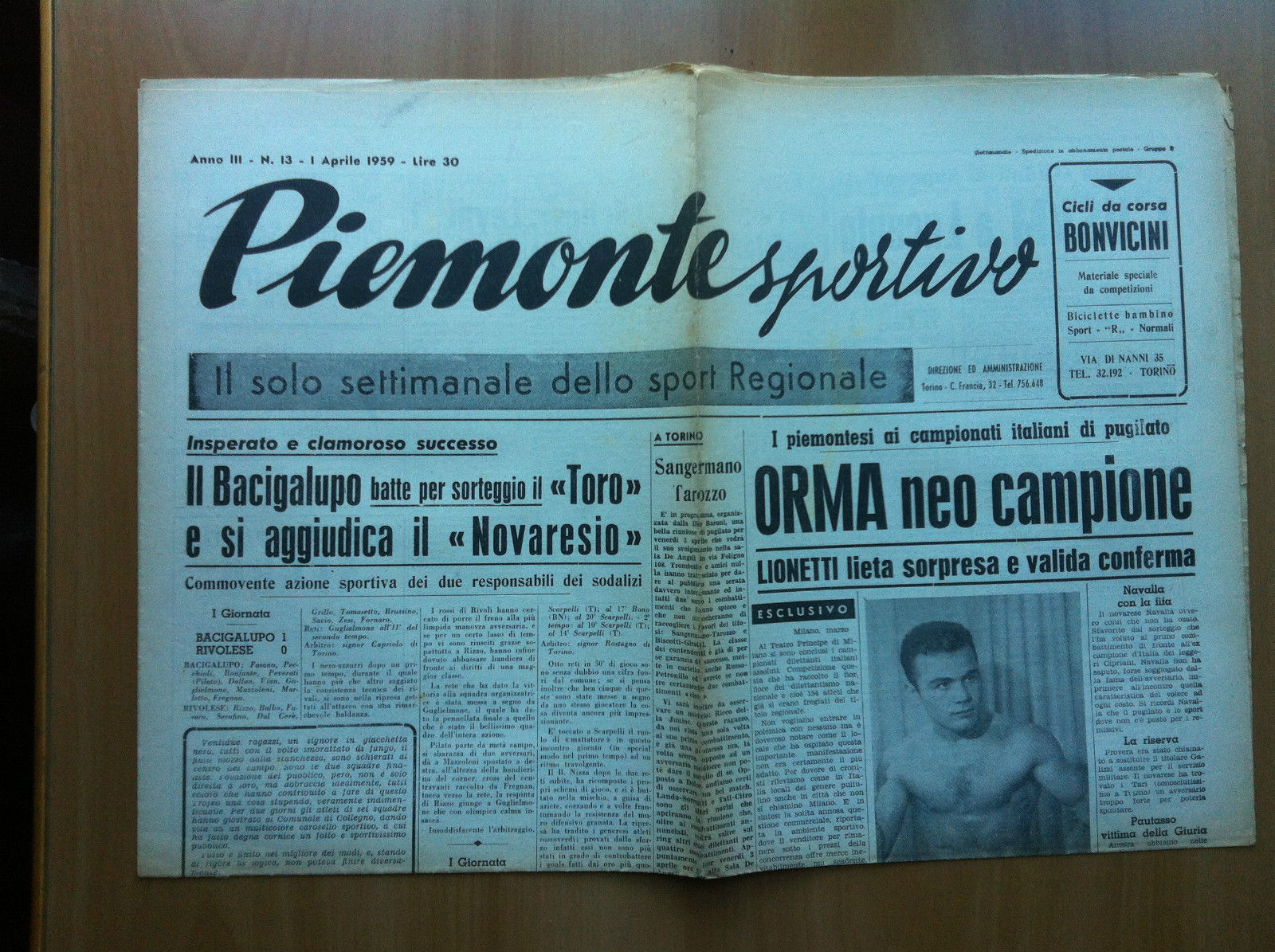 Piemonte Sportivo Anno III n^ 13 - 1 Aprile 1959 …