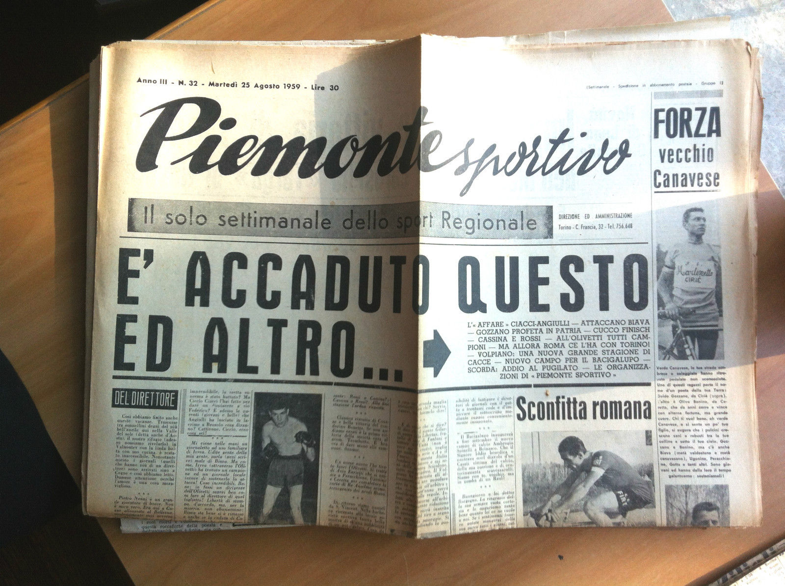 Piemonte Sportivo Anno III n^ 32 Martedì 25 Agosto 1959 …
