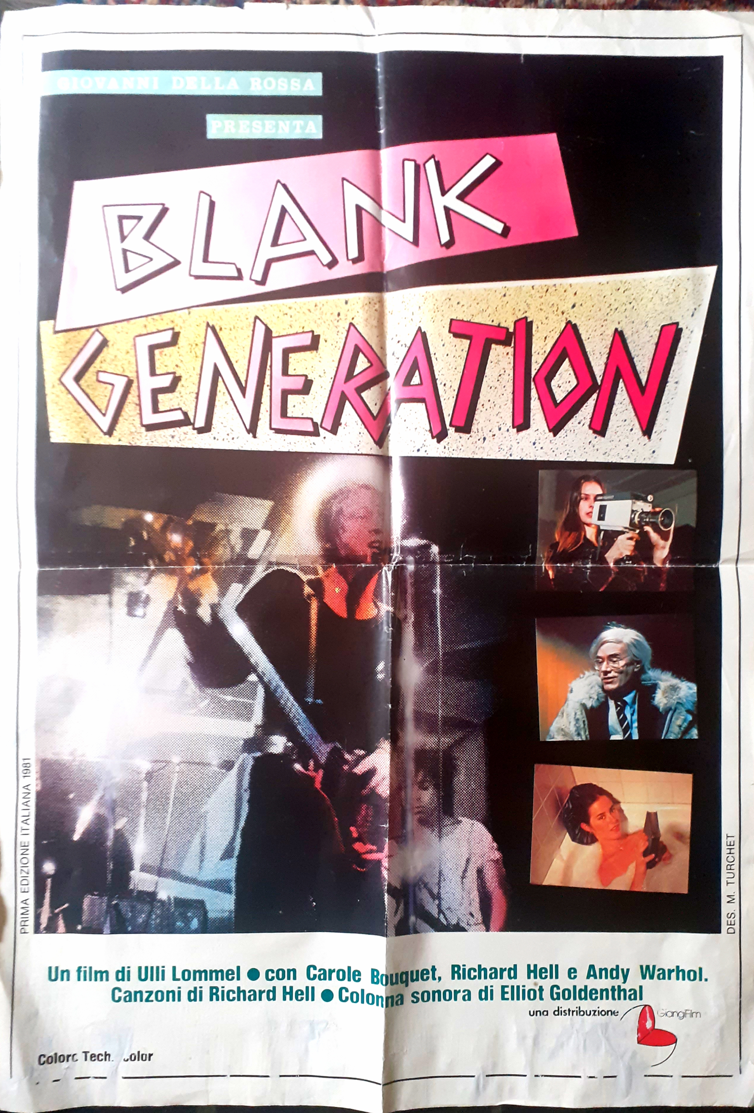 Poster Blank Generation con Andy Warhol prima edizione Italiana 1981