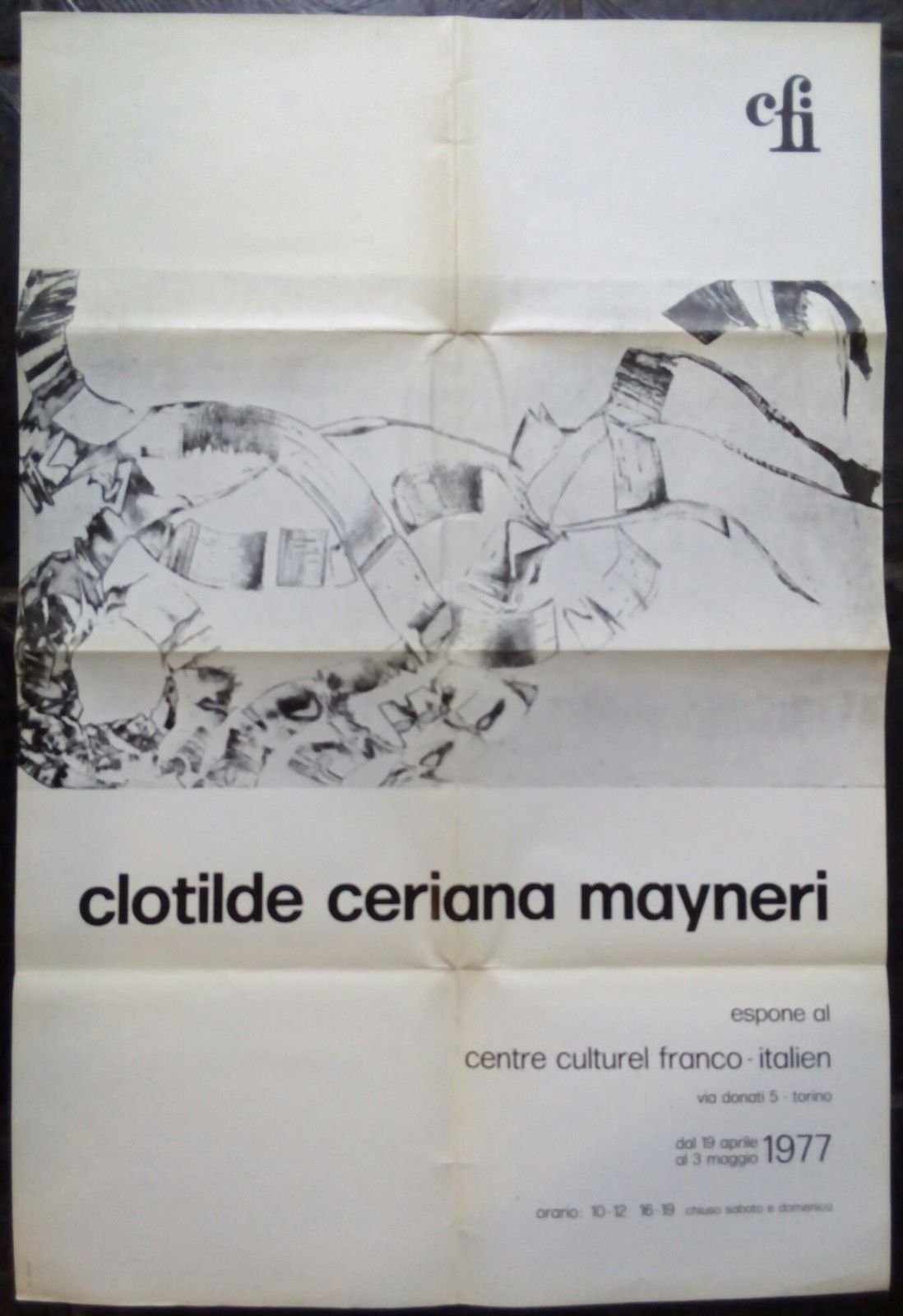 Poster Clotilde Ceriana Mayneri al centre culturel franco-italien Torino 1977