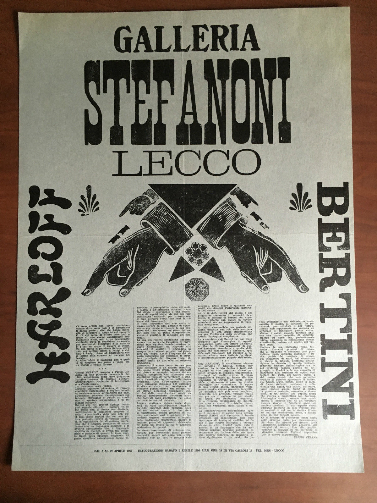 Poster della mostra di Harloff Bertini Gal. Stefanoni Lecco 1966 …
