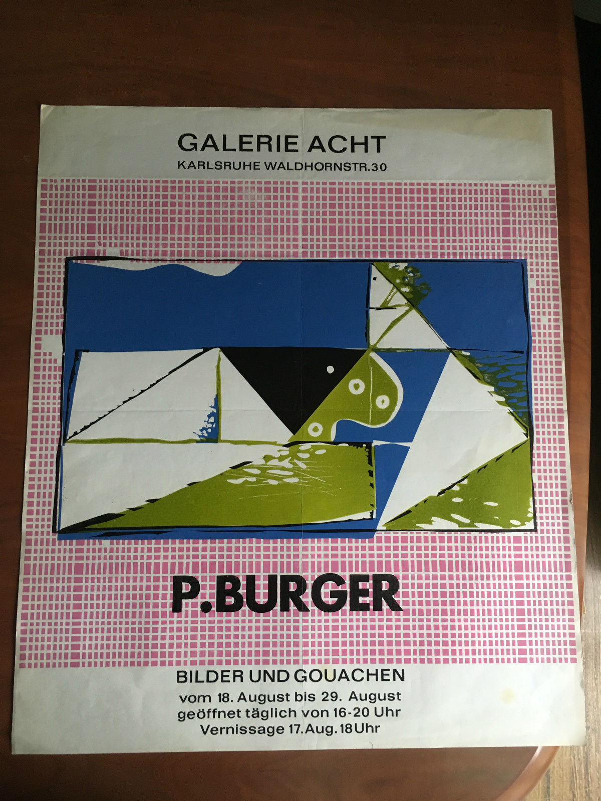 Poster della mostra di P. Burger Galerie Acht Karlsruhe Germania …