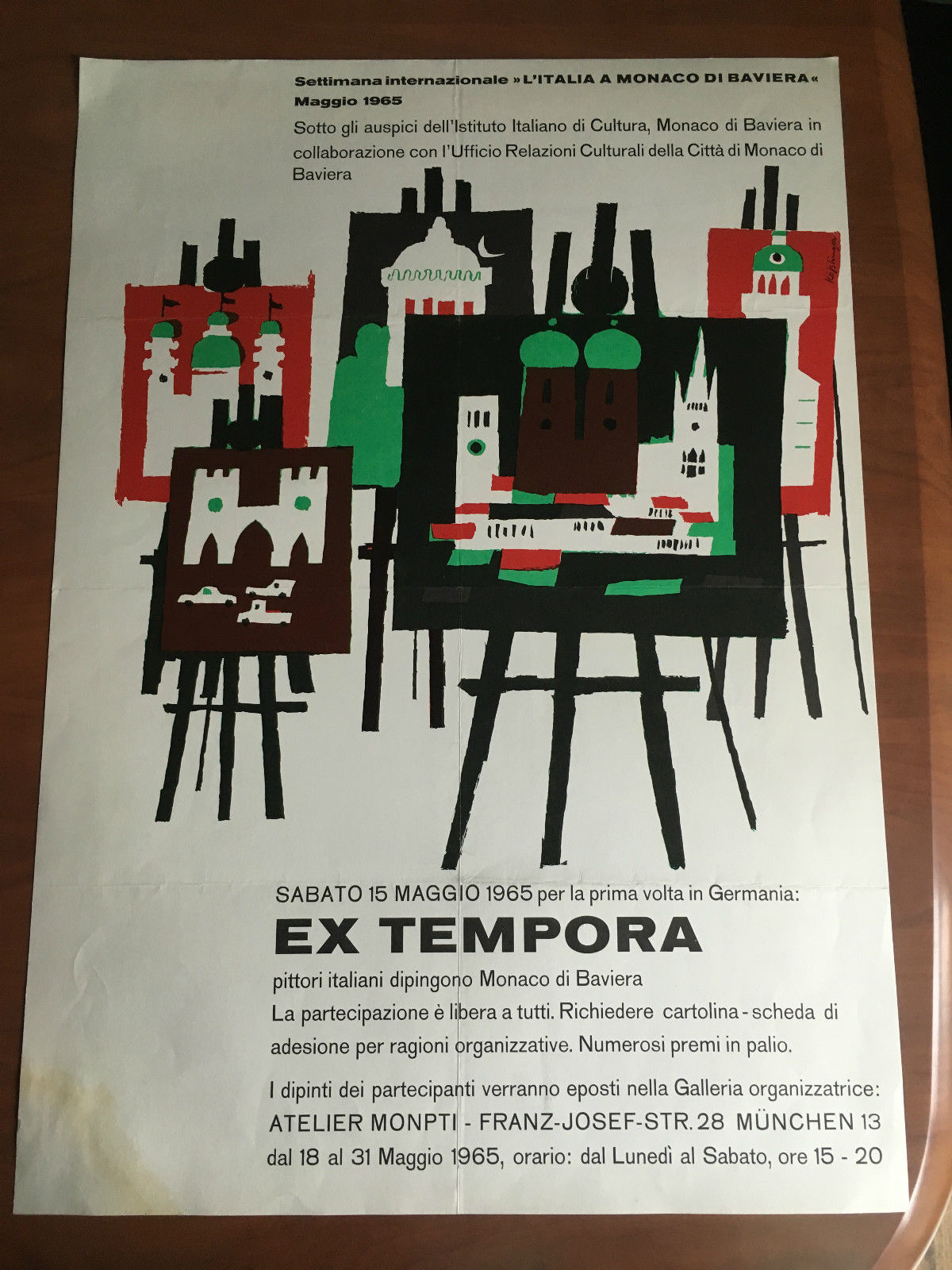 Poster della mostra Ex Tempora Atelier Monpti München Germania 1965 …