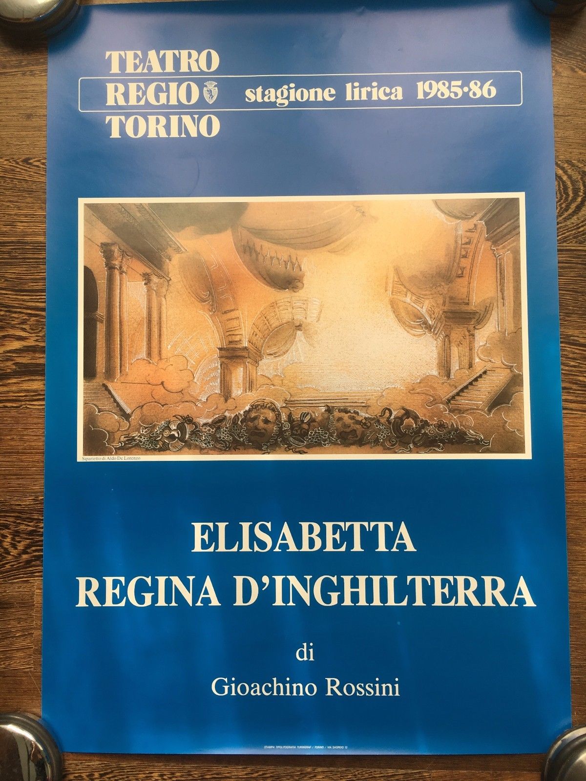 Poster Elisabetta Regina d'Inghilterra Rossini Teatro Regio Torino 1985/86- P340