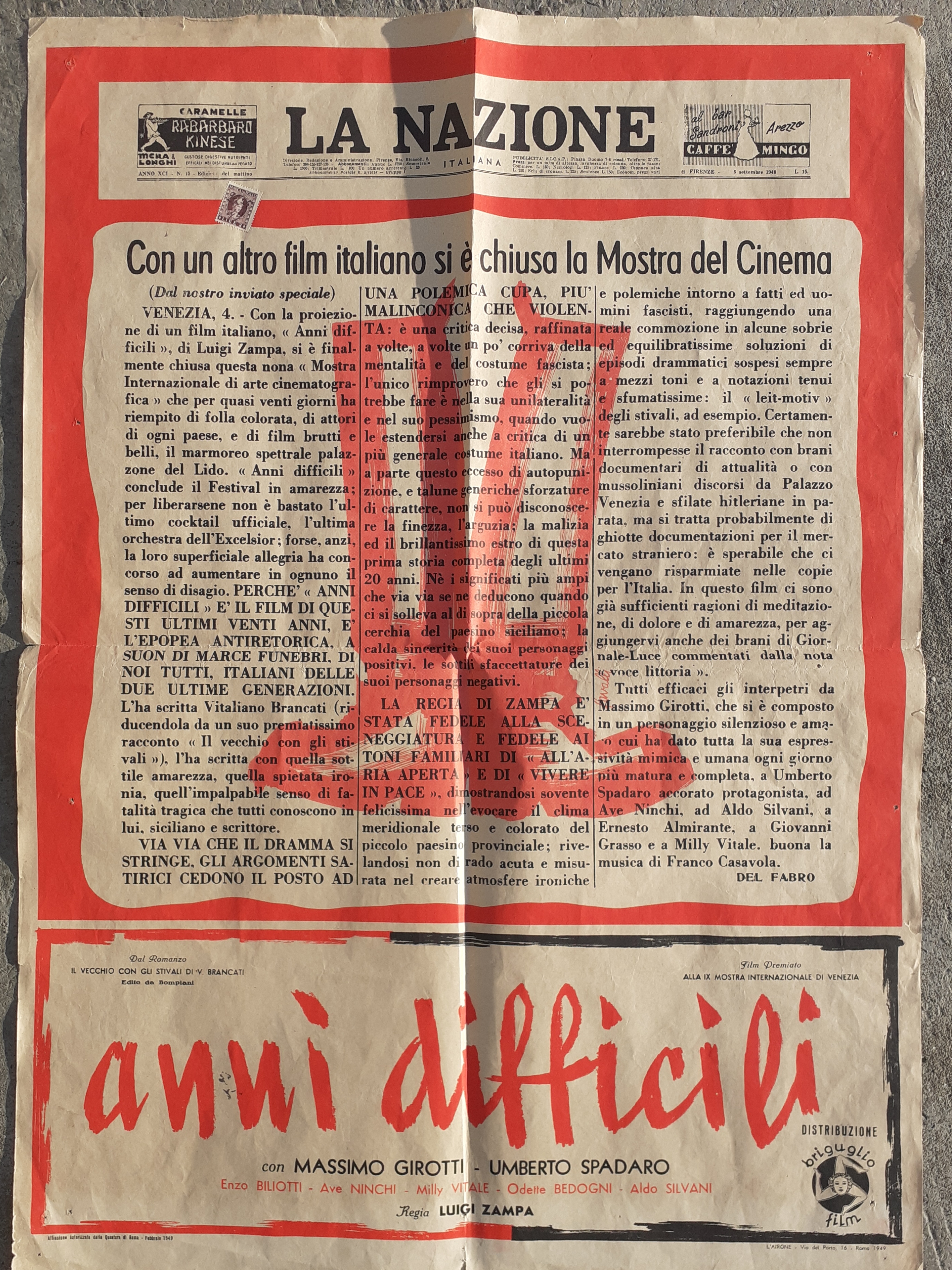Poster film " anni difficili" premiato alla IX mostra internazionale …