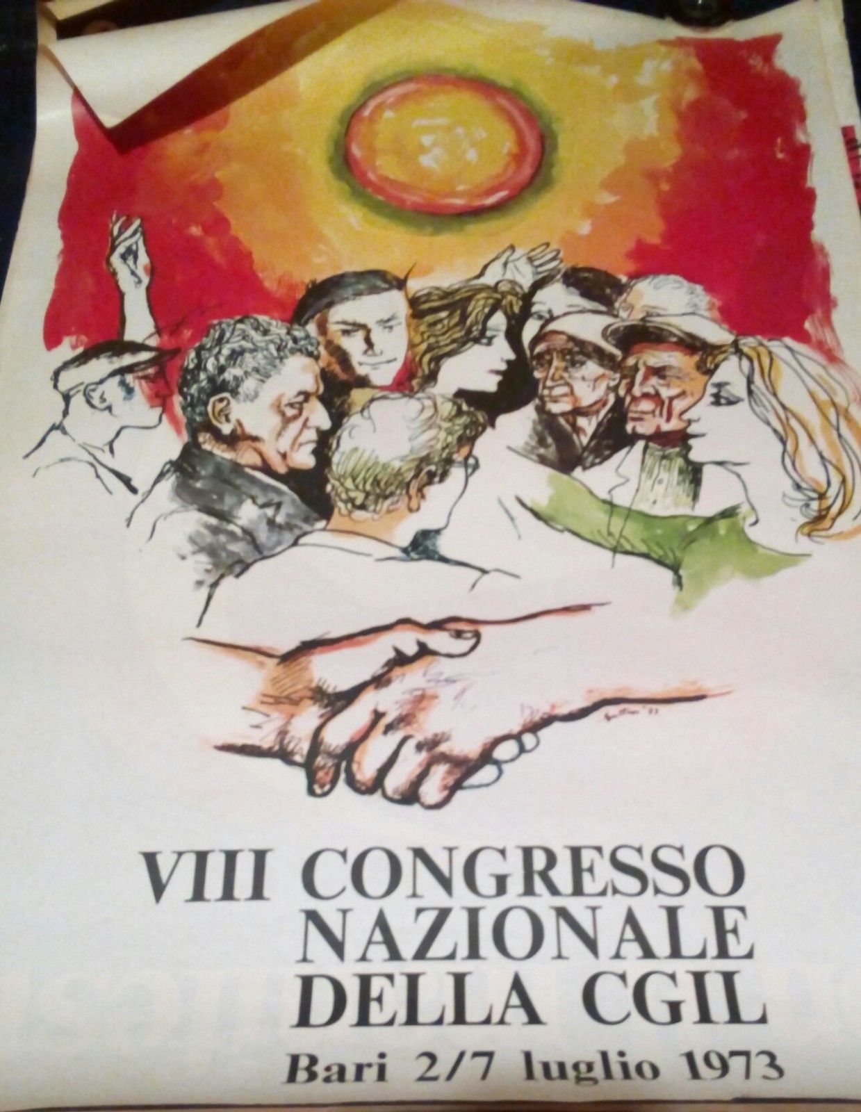 Poster originale Congresso CGIL Illustrato da Guttuso 1973