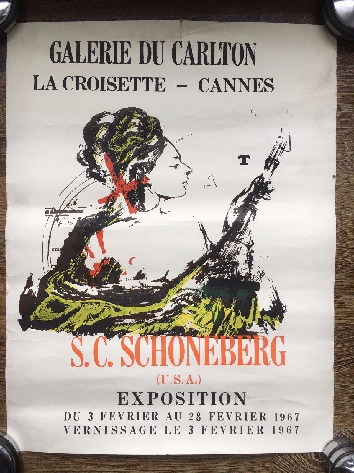Poster originale della mostra di S. C. Schoneberg La Croisette …